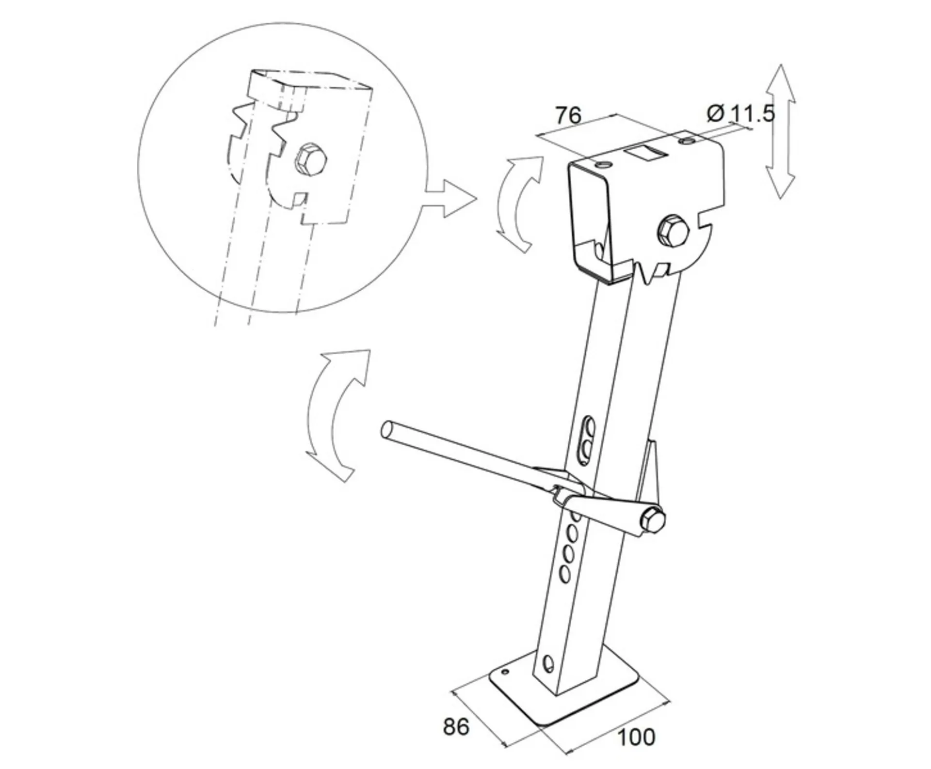 Kit de béquilles pour véhicule, composé de 2 béquilles, hauteur réglable de 29 à 45cm
