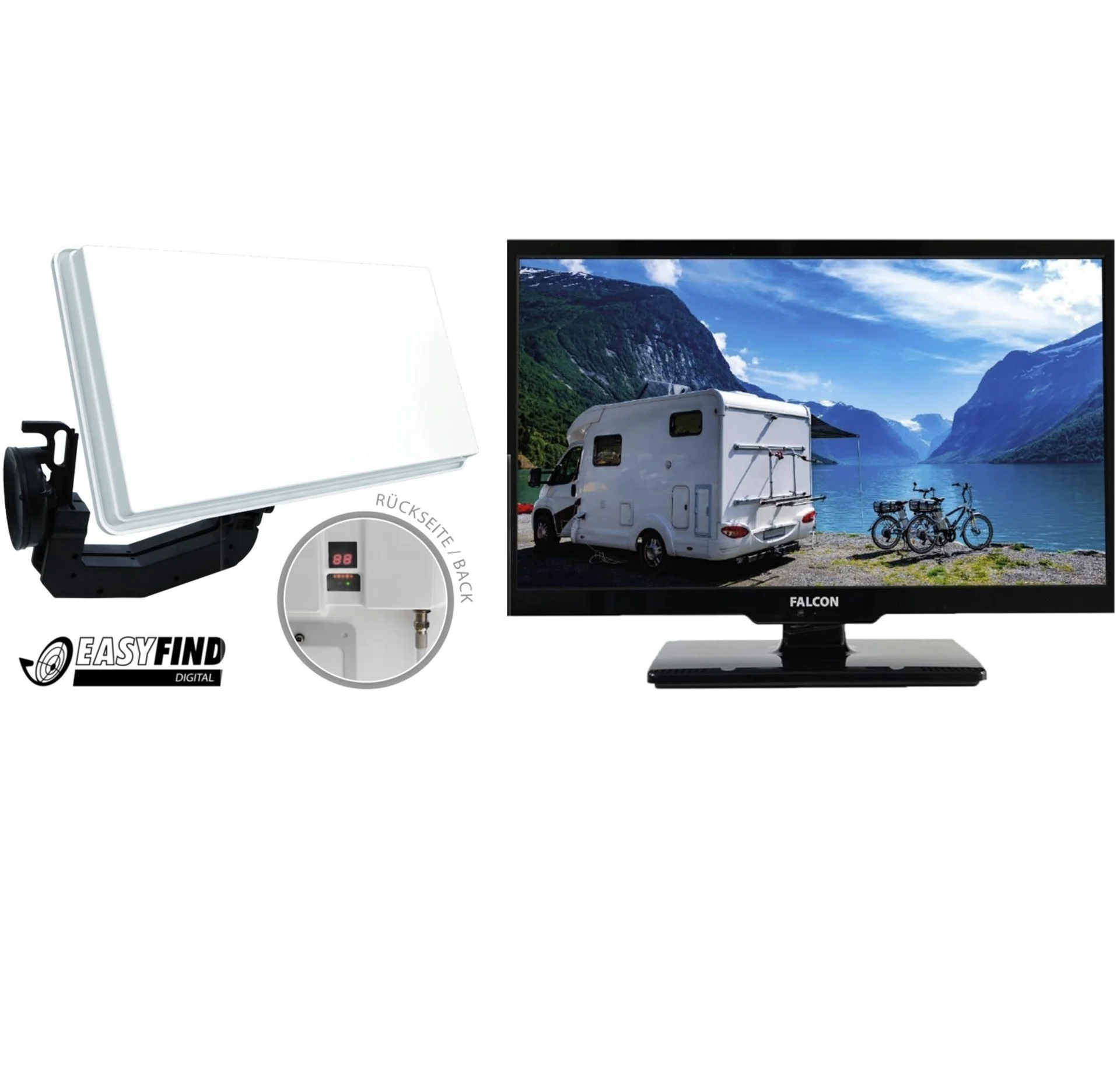 Easyfind Falcon Traveller Kit II TV Camping Komplettset Set 22 Zoll
