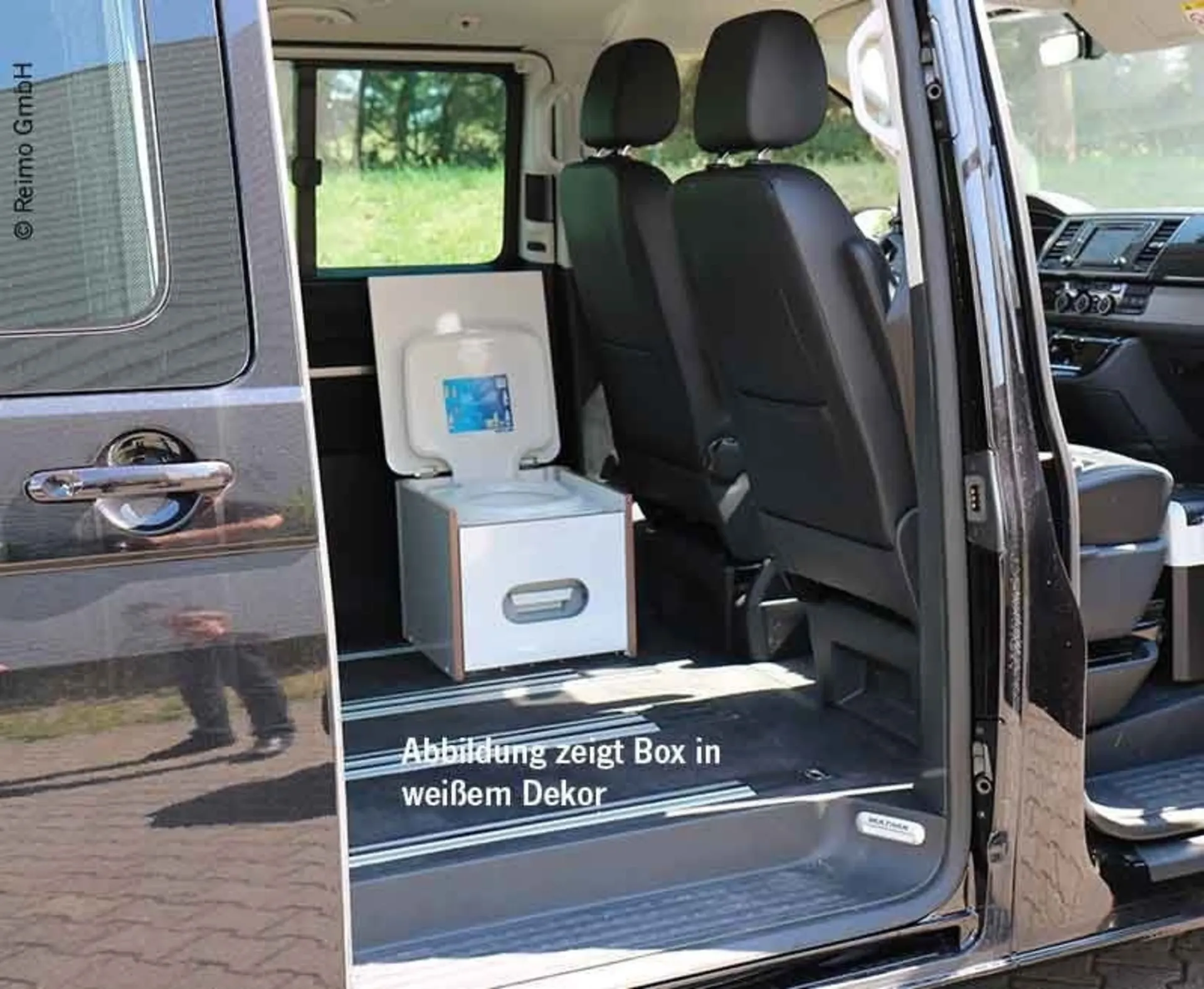 Porta-Potti-Box für Qube 335 in Anthrazit mit grauer Polsterauflage