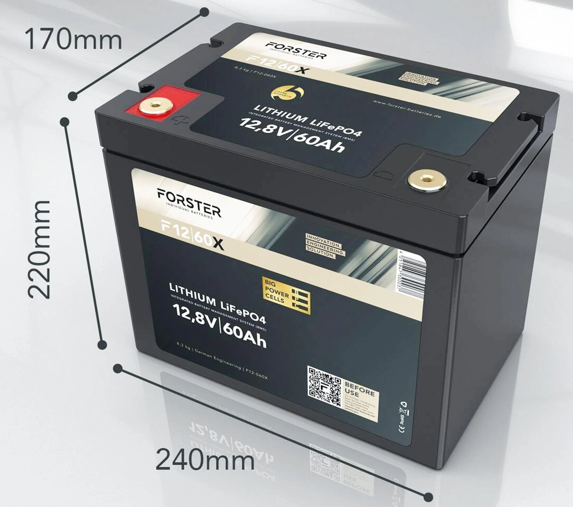 Forster LiFePO4 Lithium-Batterie 12 V 60 Ah High Power