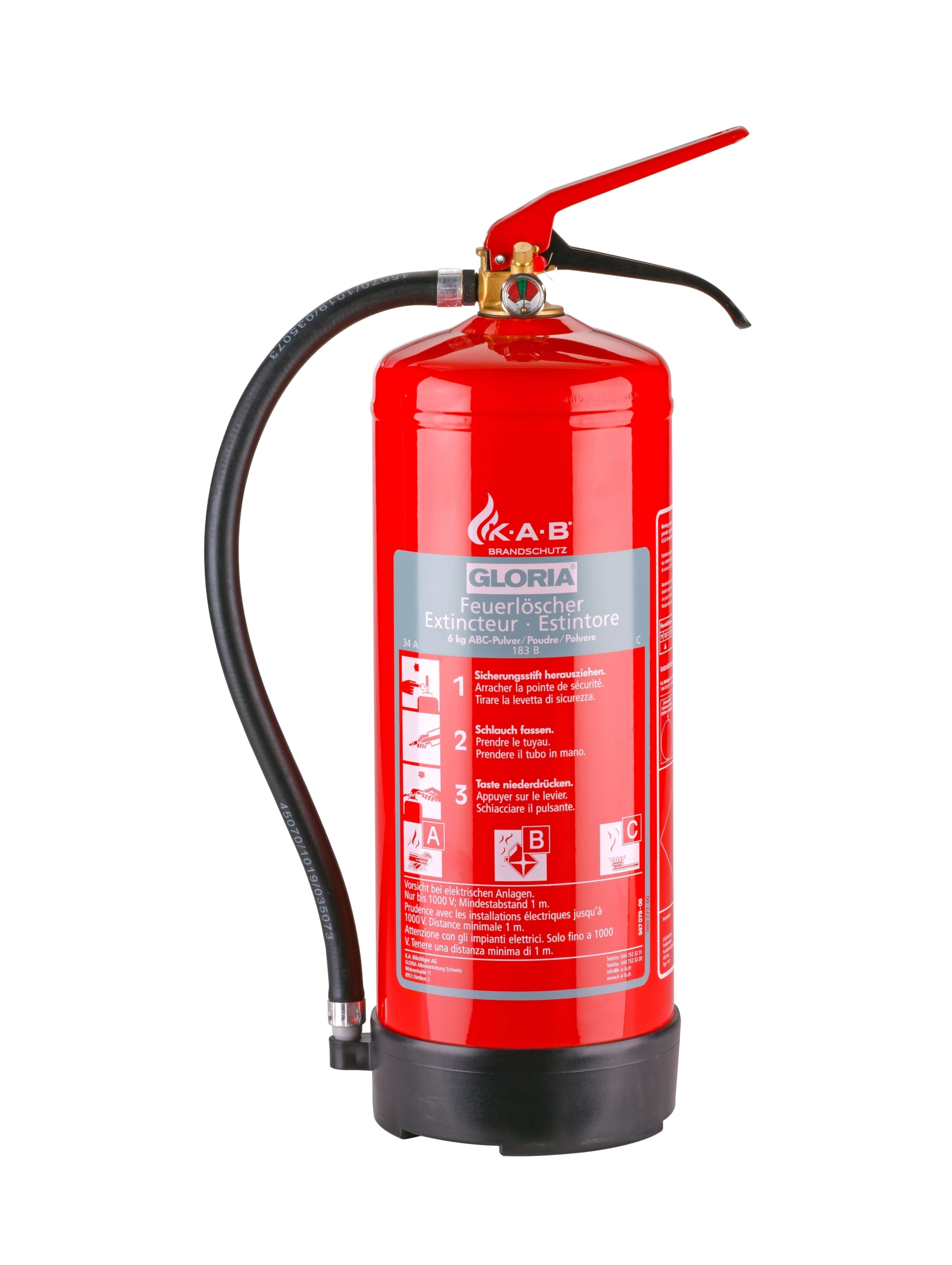 Gloria Feuerlöscher 6Kg Pulver f. LKW Dauerdruck
