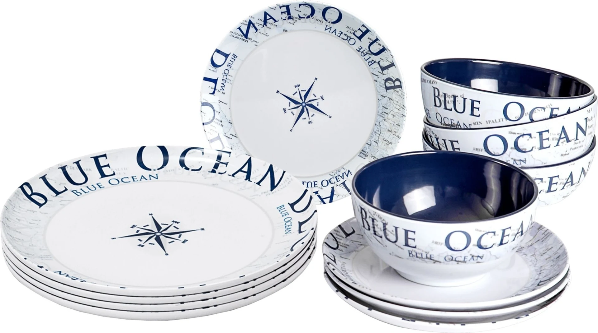 Brunner Midday Blue Ocean Melamin Geschirr-Set 12-tlg.
