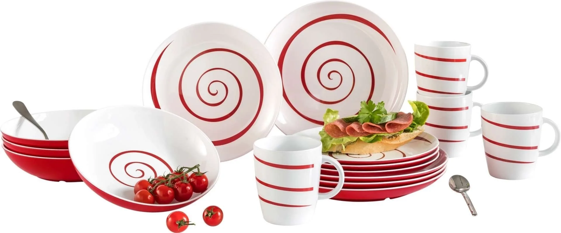 Melamin Geschirr-Set TWIST, 16-tlg., rot, 100% Mel