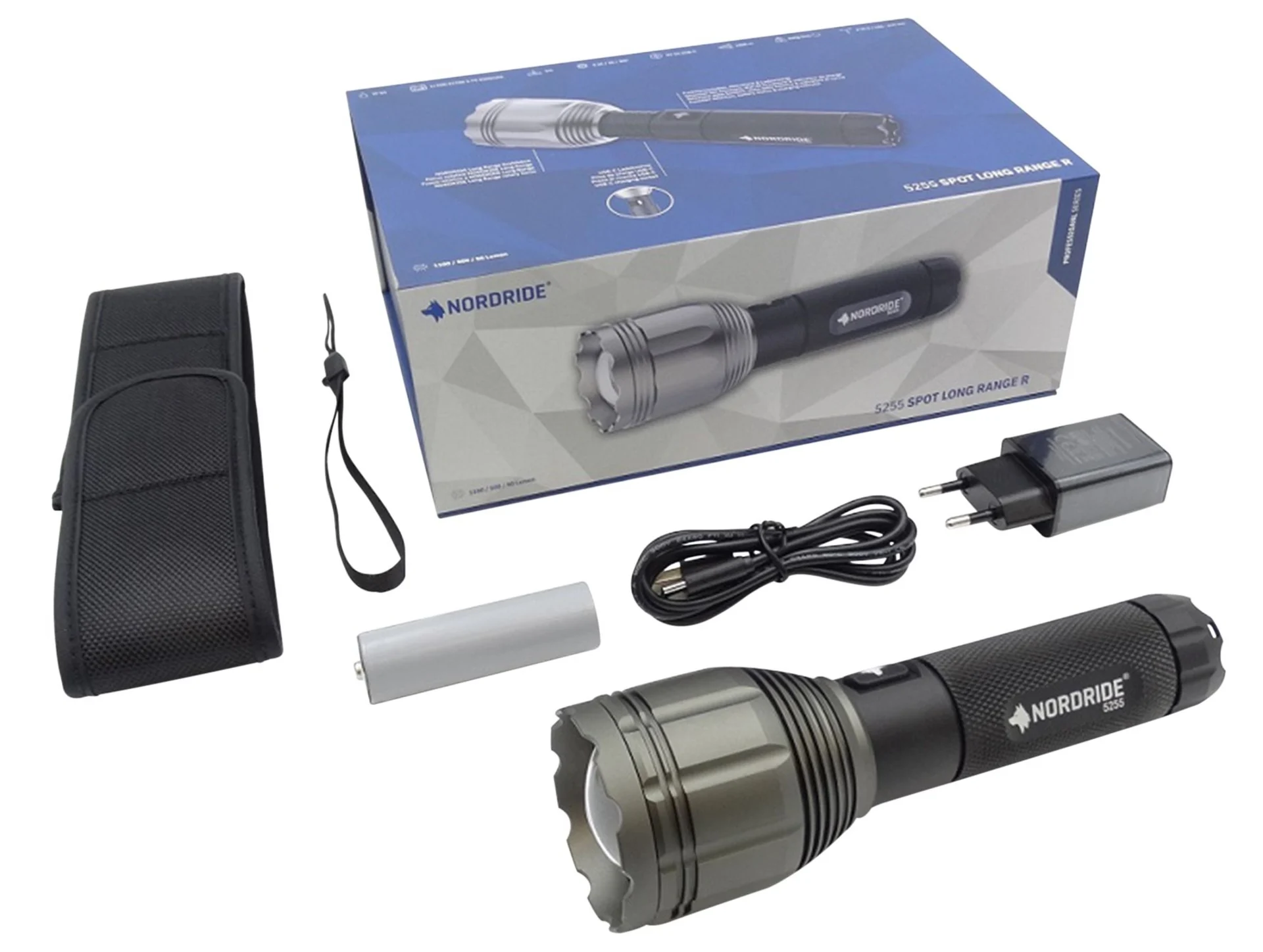 Lampe de poche LED SPOT PRO LONG RANGE rechargeable, puissante, pour un éclairage de près et de loin jusqu'à 1 000 m !
