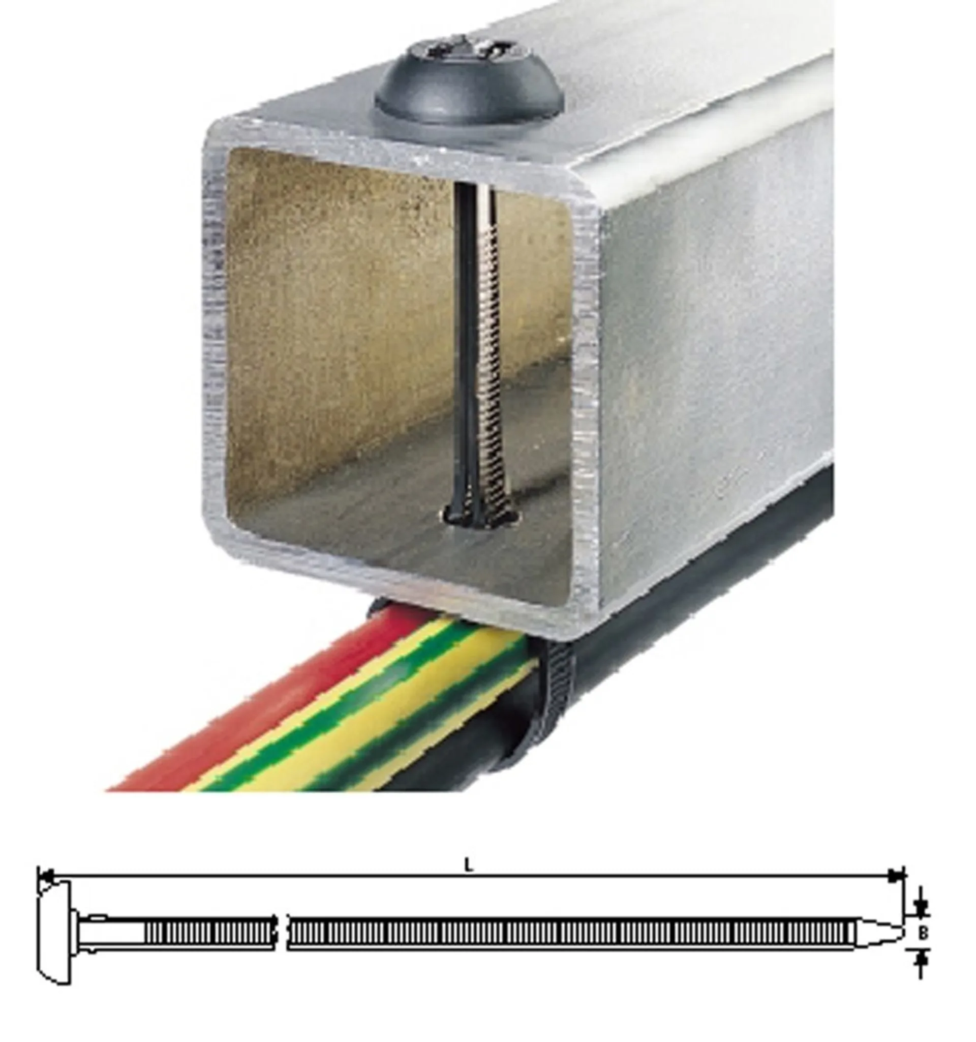 Chassis-Kabelbinder 7.6 x 375 mm sz. für *Einlochmontage*