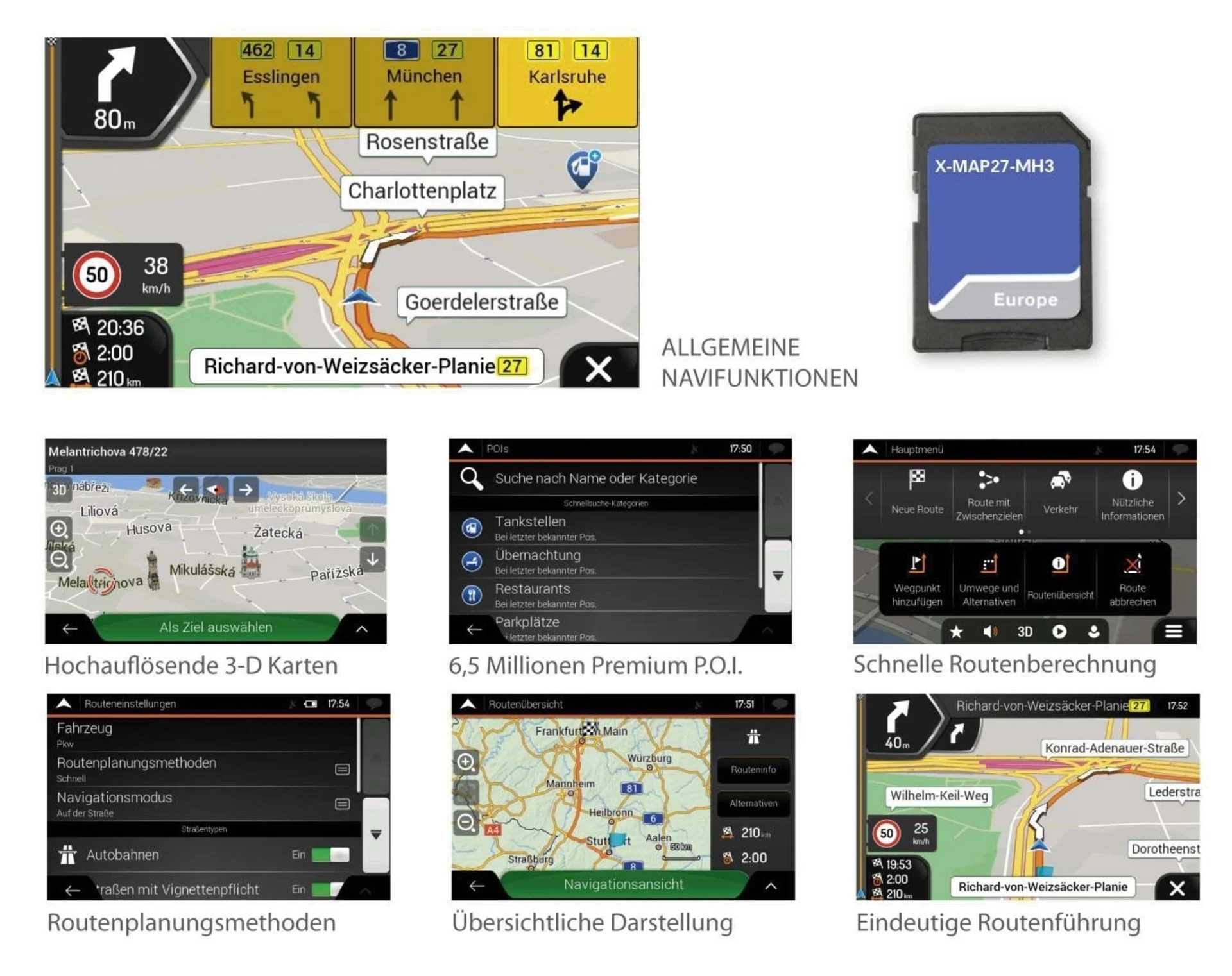 Xzent X-MAP27-MH3 paquet de navigation pour système d'infotainment X-427 et X-F270