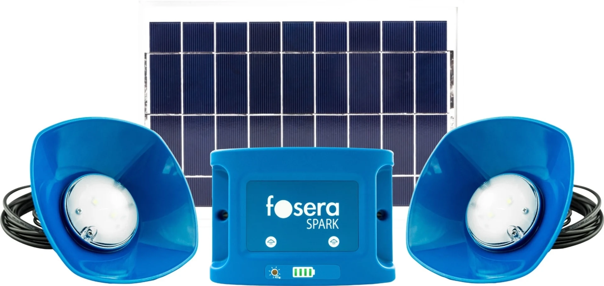 Fosera Spark 20 Solaranlagen-Set inklusive Batterie und 2 Einbaulampen