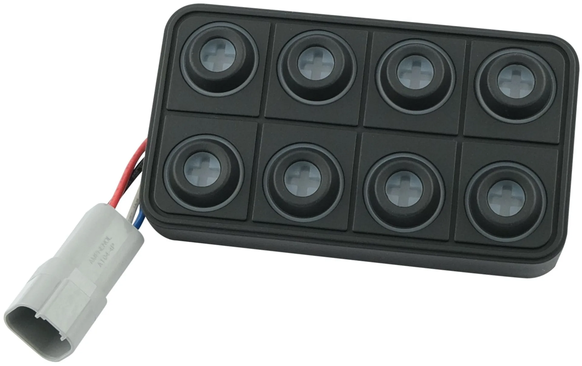 Clavier à 8 touches (2×4), CAN, connecteur allemand - 12 / 24 V IP67, inserts de symboles configurables 15 mm Clavier à 8 touches (2×4), CAN, connecteur allemand - 12 / 24 V IP67, inserts de symboles configurables 15 mm