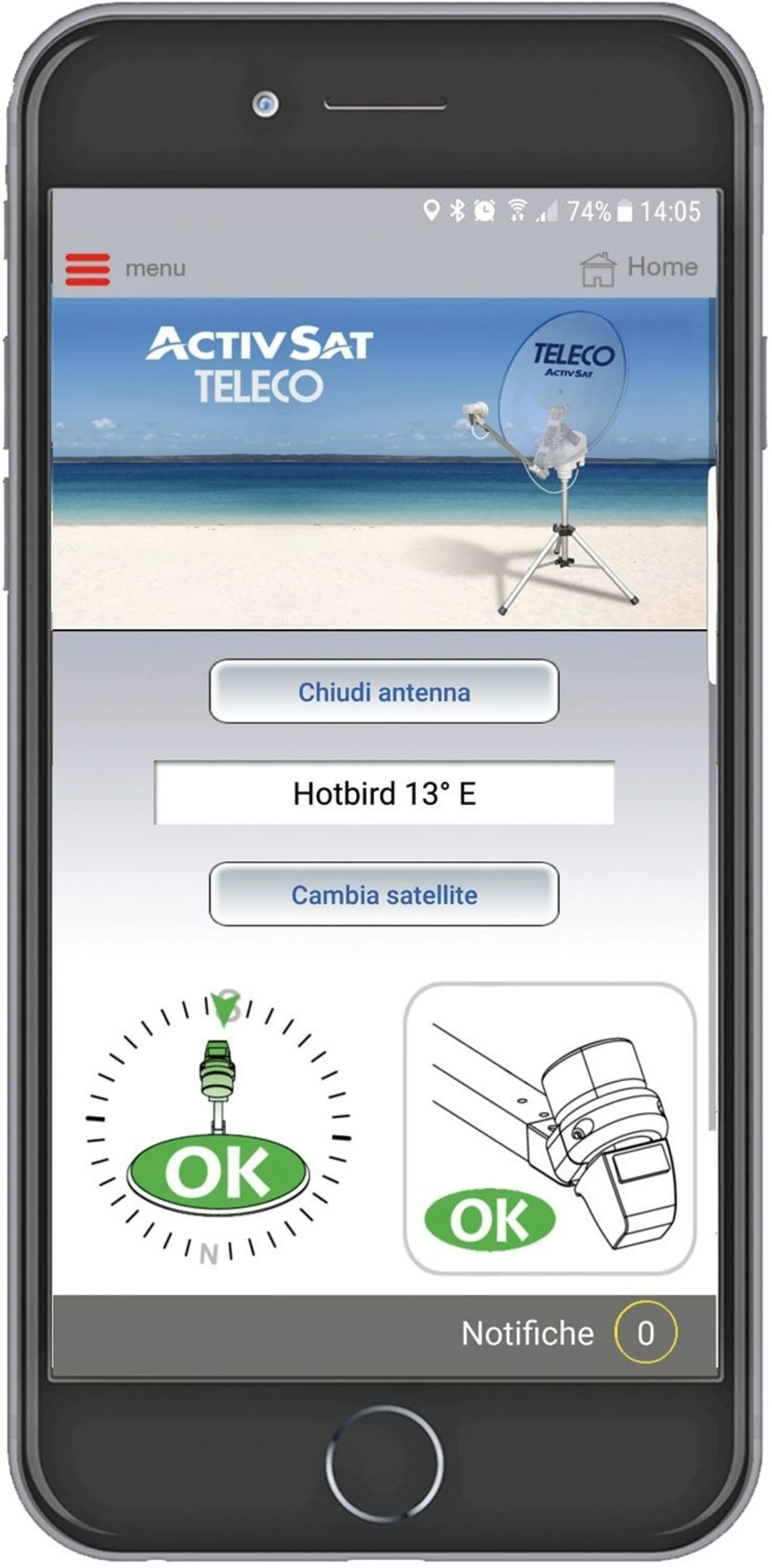 Teleco Activsat Smart Système satellite entièrement automatique 85 cm (Twin LNB)