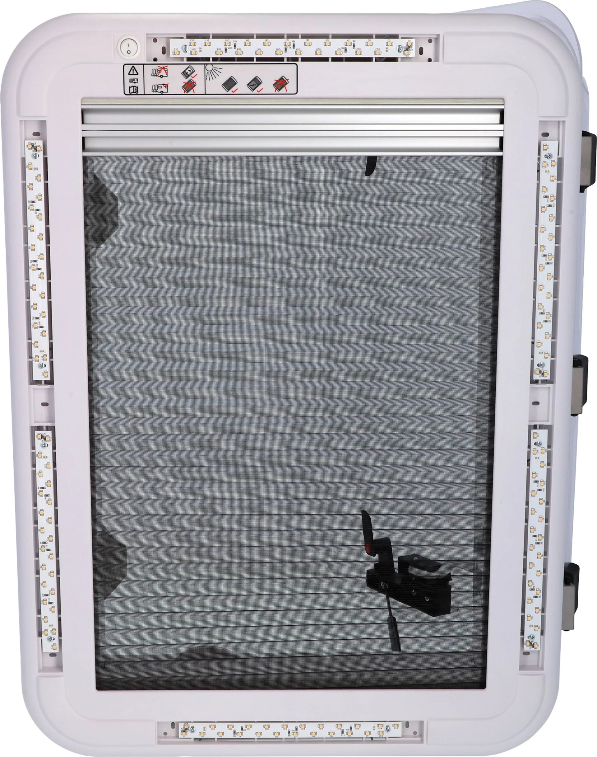 Berger Dachhaube mit Moskitoschutz & Verdunkelungsrollo 70 x 50 cm Transparent mit LED