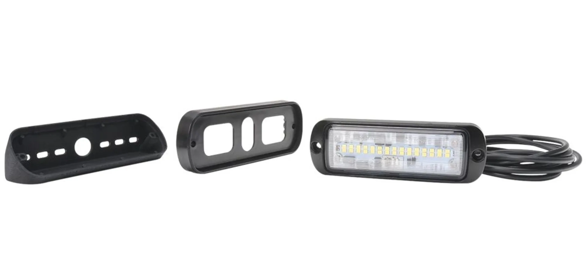 WAS LED-Arbeitsscheinwerfer 2'000 lm 12/24 V 133 × 44 mm, 2'000 lm, IP69K, mit 2 Halterungen WAS LED-Arbeitsscheinwerfer 2'000 lm 12/24 V 133 × 44 mm, 2'000 lm, IP69K, mit 2 Halterungen