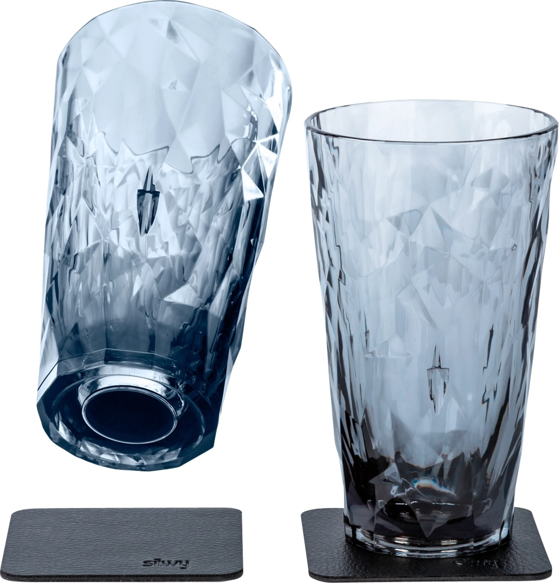 silwy® Verres à long drink en plastique gris magnétiques, y compris dessous de verre en gel métallique 2 pcs (300 ml)