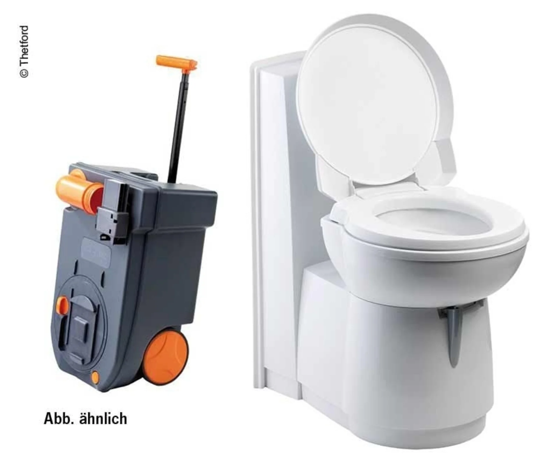 Elektrische Cassettentoilette C 263 S CSL mit drehbarem WC und Anschluss über Bordtank in Keramik Weiss von Thetford