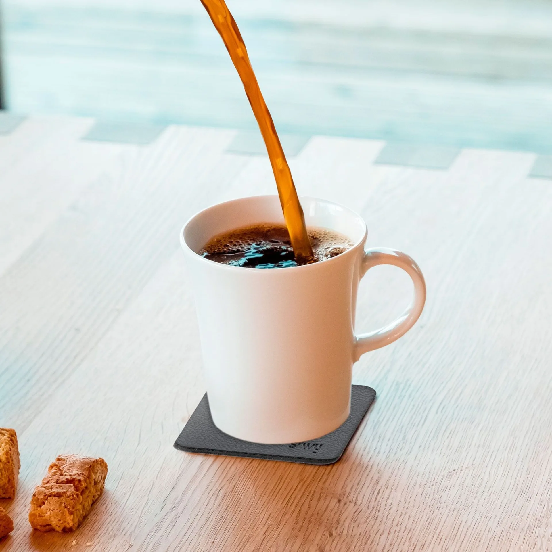 silwy® Tasses magnétiques en porcelaine, y compris les dosettes de nano gel en métal Noir 2 pcs (270 ml)