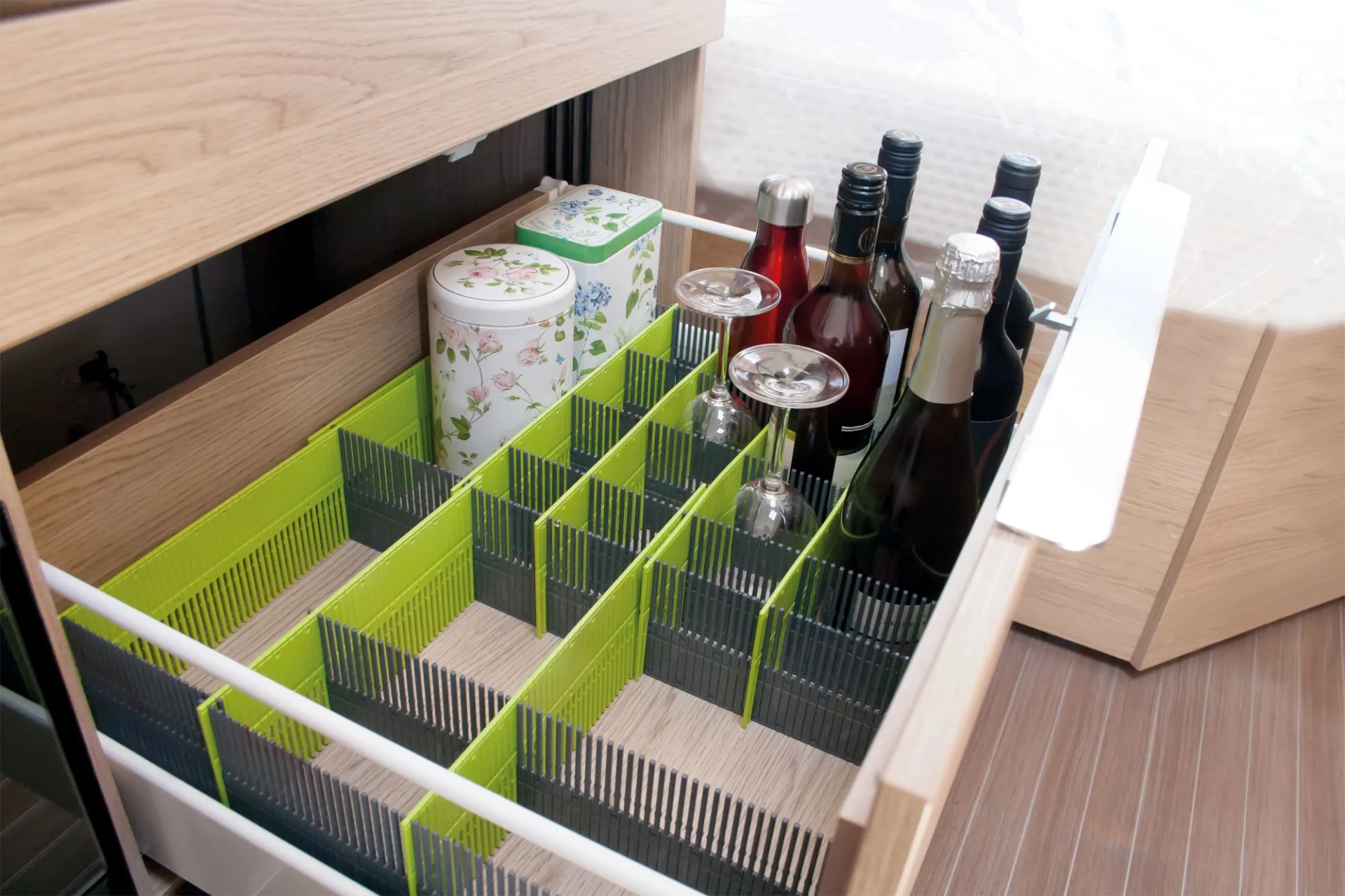 Purvario Pure Light Edition Stauleisten Set für Schubladen 8 Stück anthrazit / lime