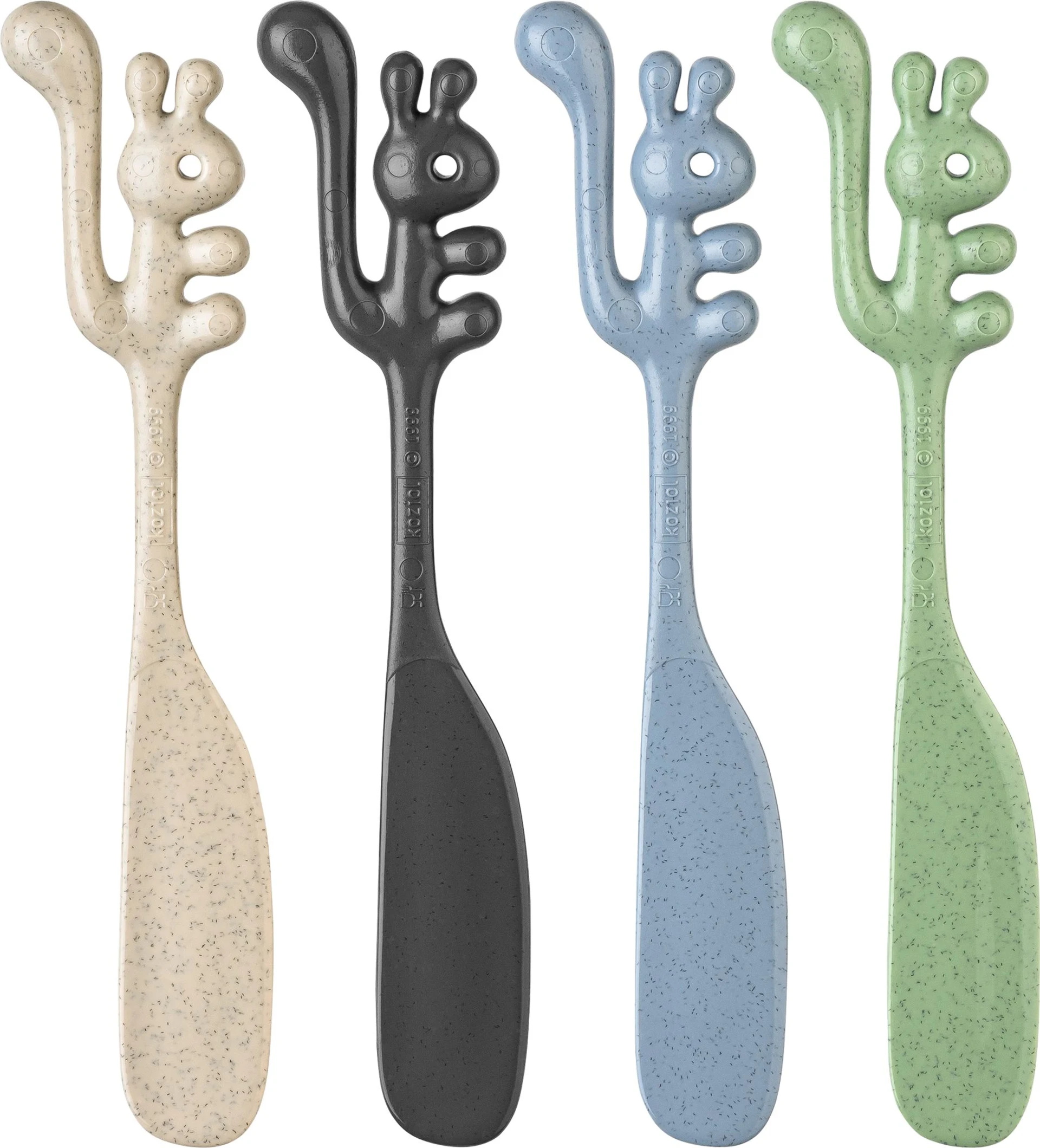 Koziol Streichlöffel / Schmiermesser Yummi 1 Stück desert sand / nature ash grey / nature leafe green / nature flower blue