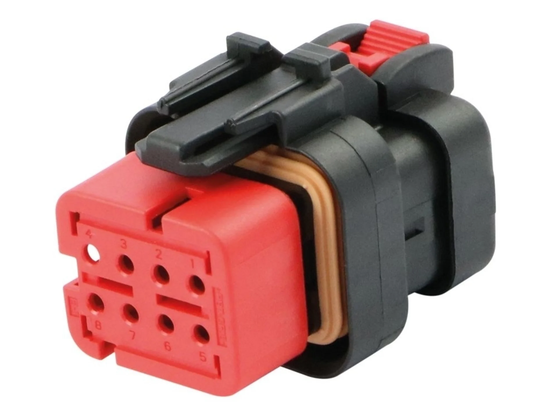 AMPSeal 16 - Boîtier de prise 8 broches, Key A, rouge, 8 broches
