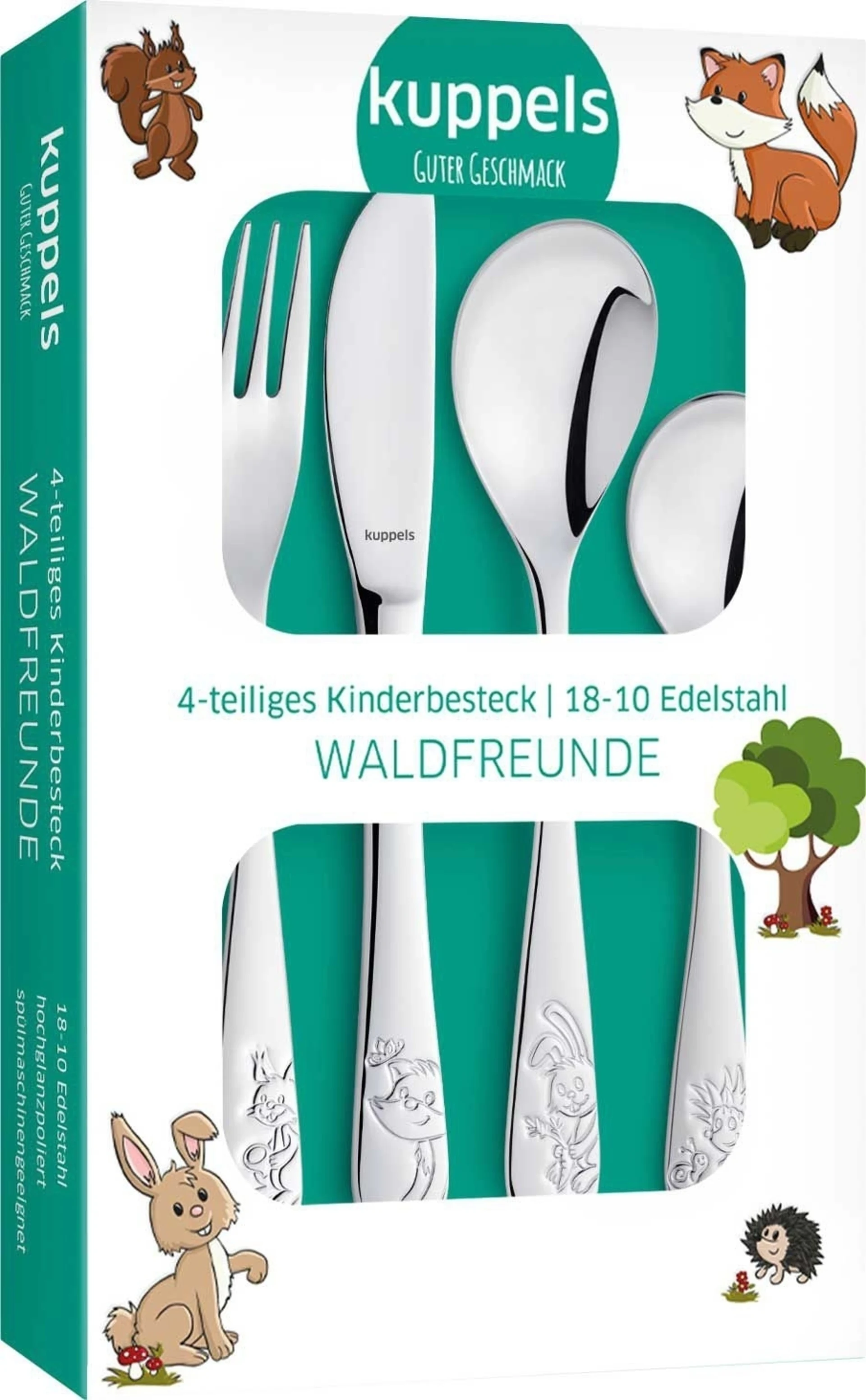 Kuppels Waldfreunde Acier inoxydable Couverts pour enfants Set 4 pcs.