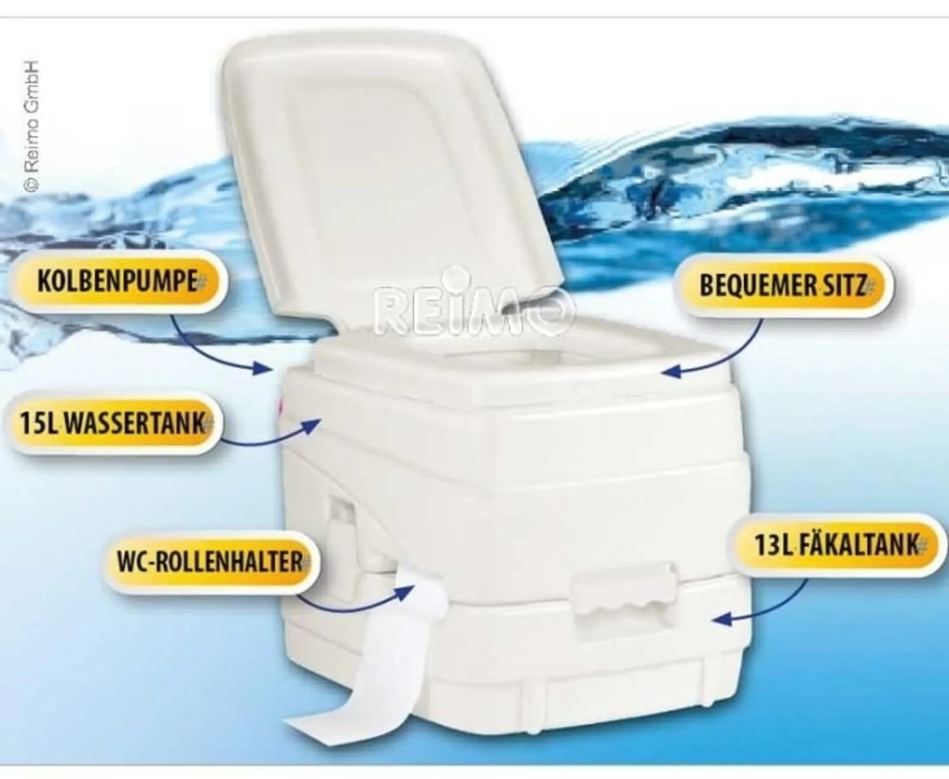 Camping Toilette weiss+ WC-Chemie+ WC-Papier Skan
