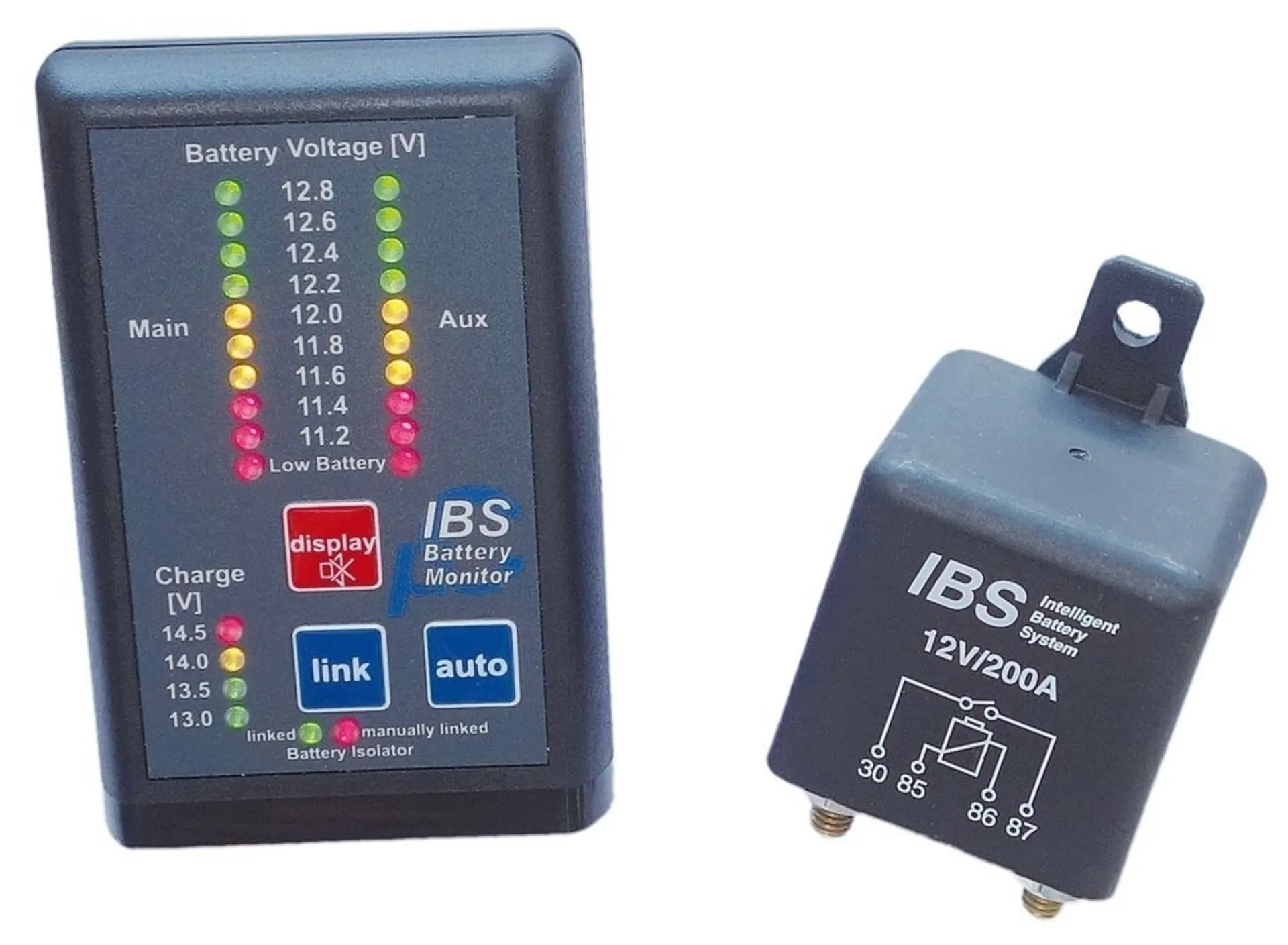 Doppelbatterie-Display 12 V -> 2 x 12 V 12 V-Systeme mit 12 V Zusatzbatterie