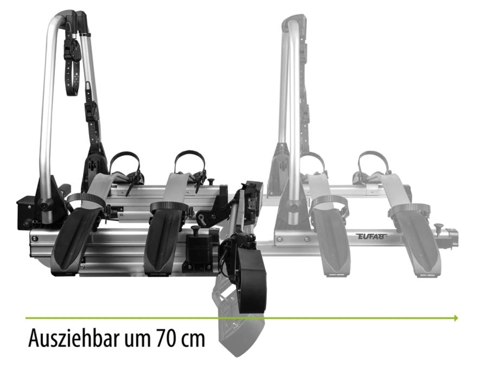 Eufab SD260 Kupplungs-Fahrradträger Silber für Flügeltür Kastenwagen für 2 Fahrräder