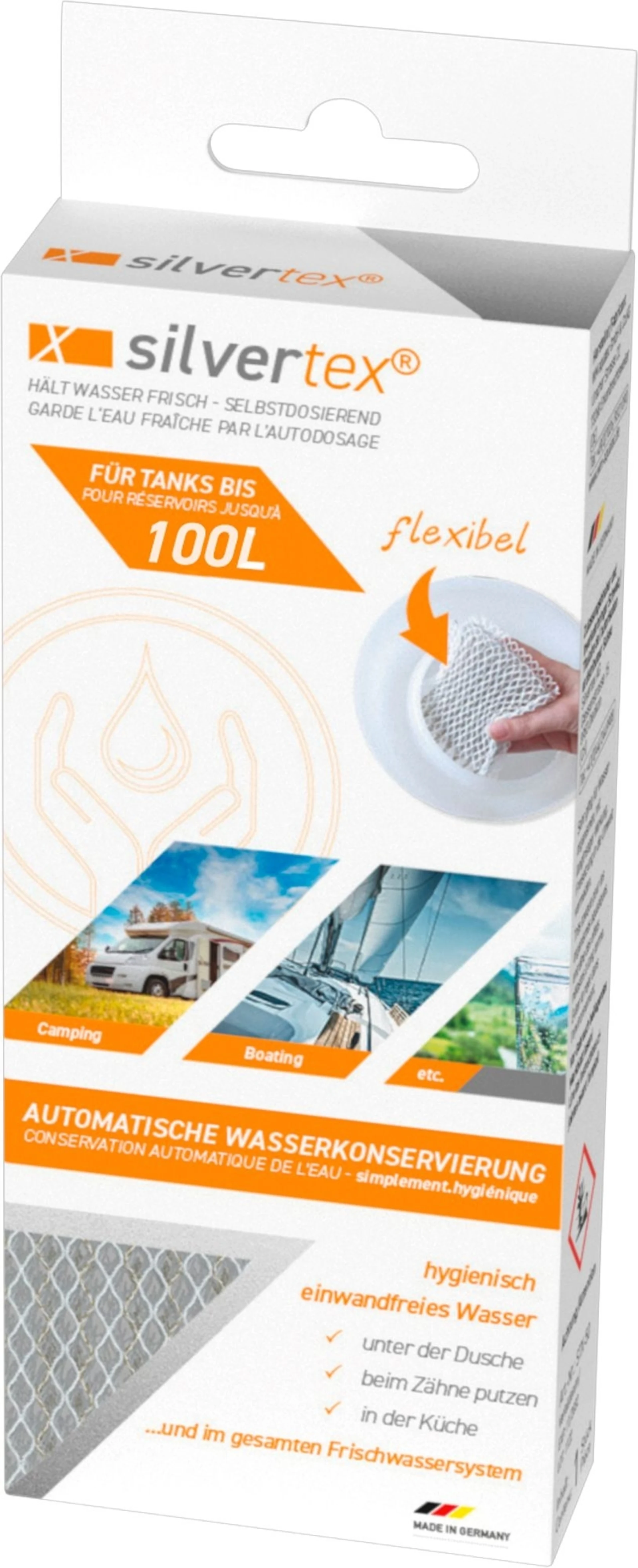 Silvertex : traitement de conservation de l'eau potable pour les réservoirs jusqu'à 100 litres Silvertex : traitement de conservation de l'eau potable pour les réservoirs jusqu'à 100 litres