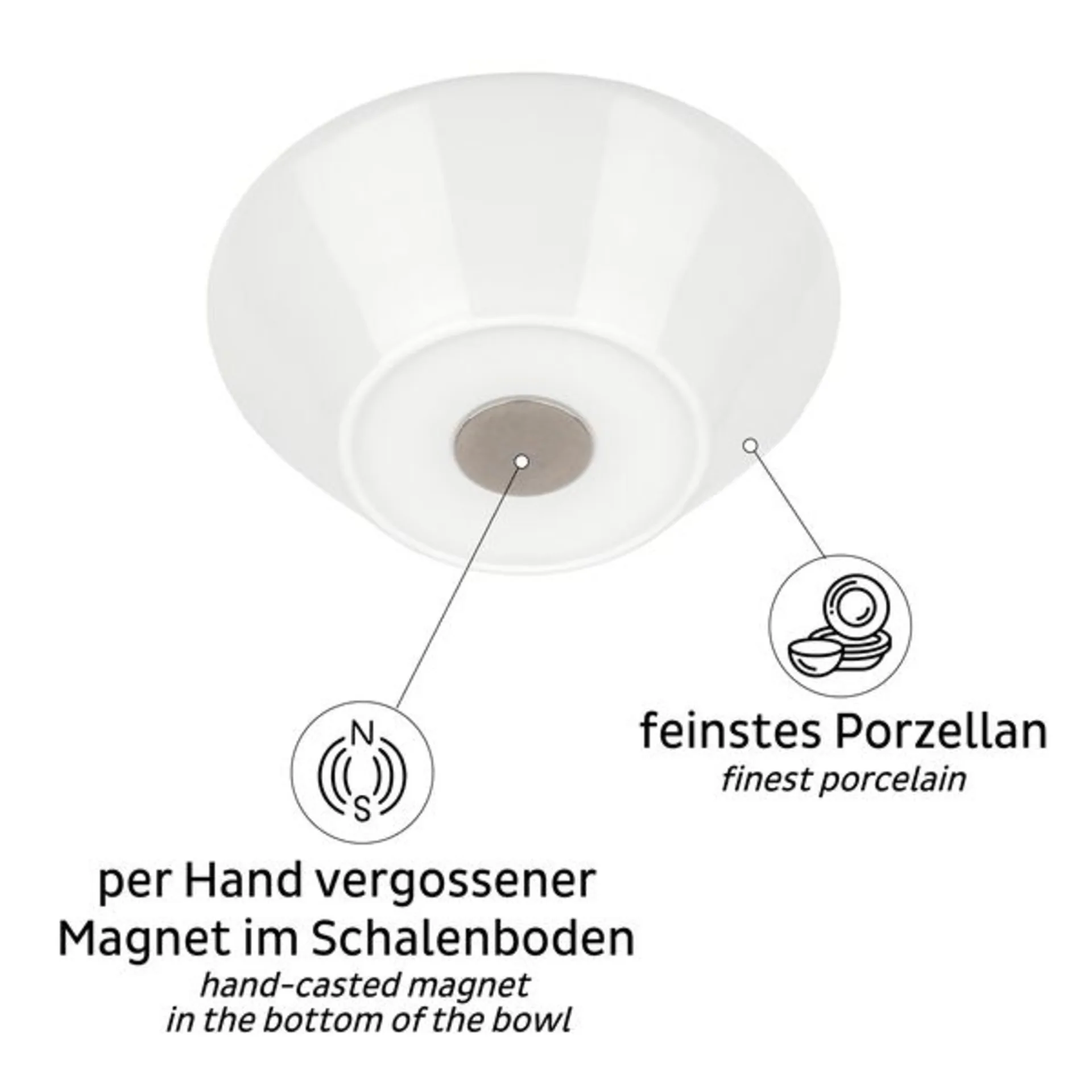 Magnet-Teller Bowl, 2 Stück, weiss, Porzellan, H4.8cm, Ø16cm