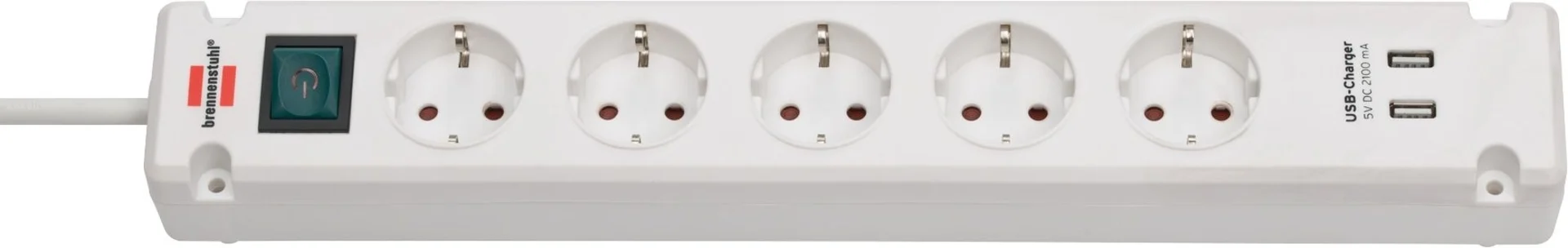 Brennenstuhl Bremounta Steckdosenleiste 5-fach mit 2 USB-Ladebuchsen 3 m
