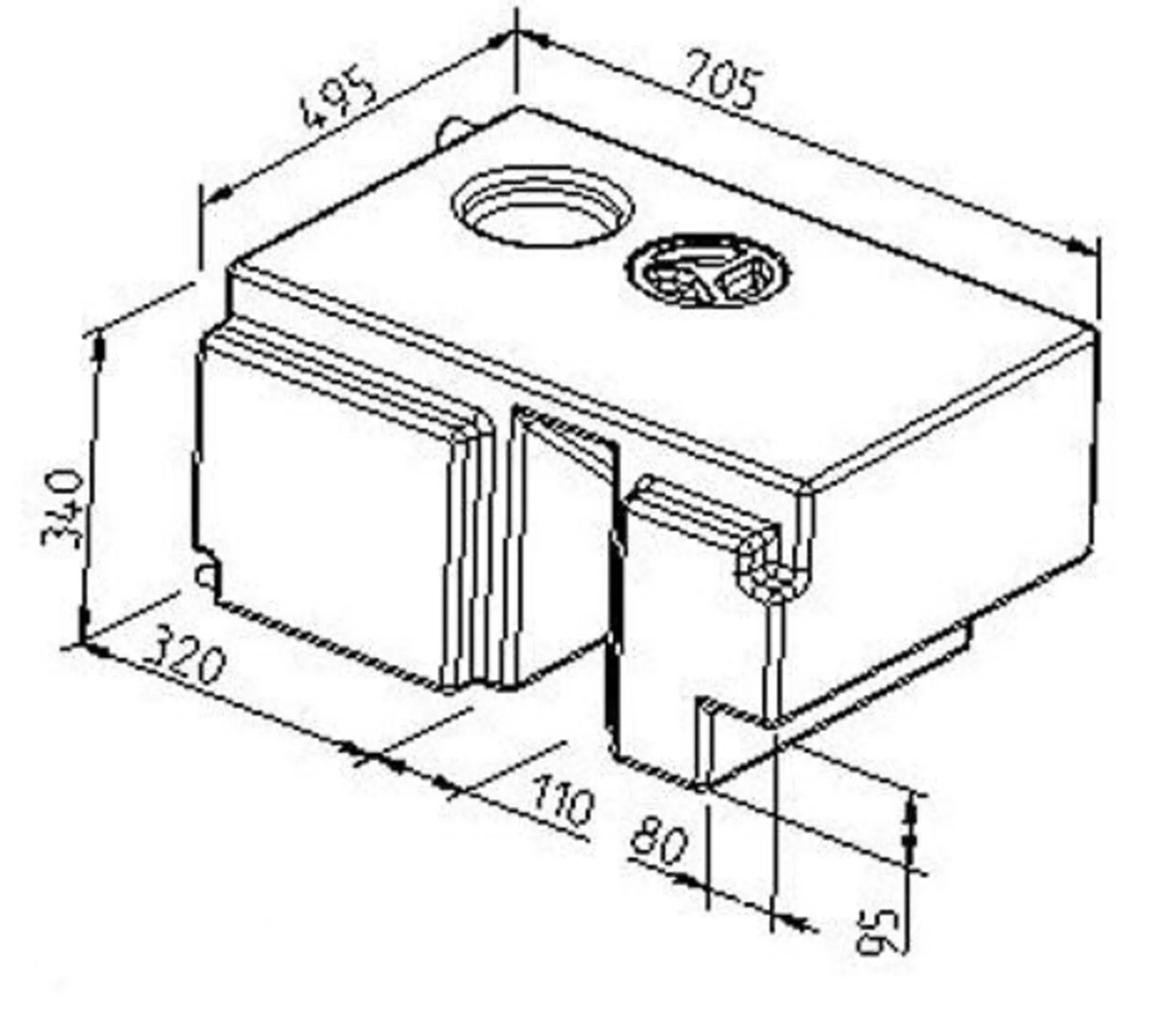 Réservoir d'eau fraîche pour Ford Transit à partir de l'année de construction 2000, d'une capacité de 100 litres