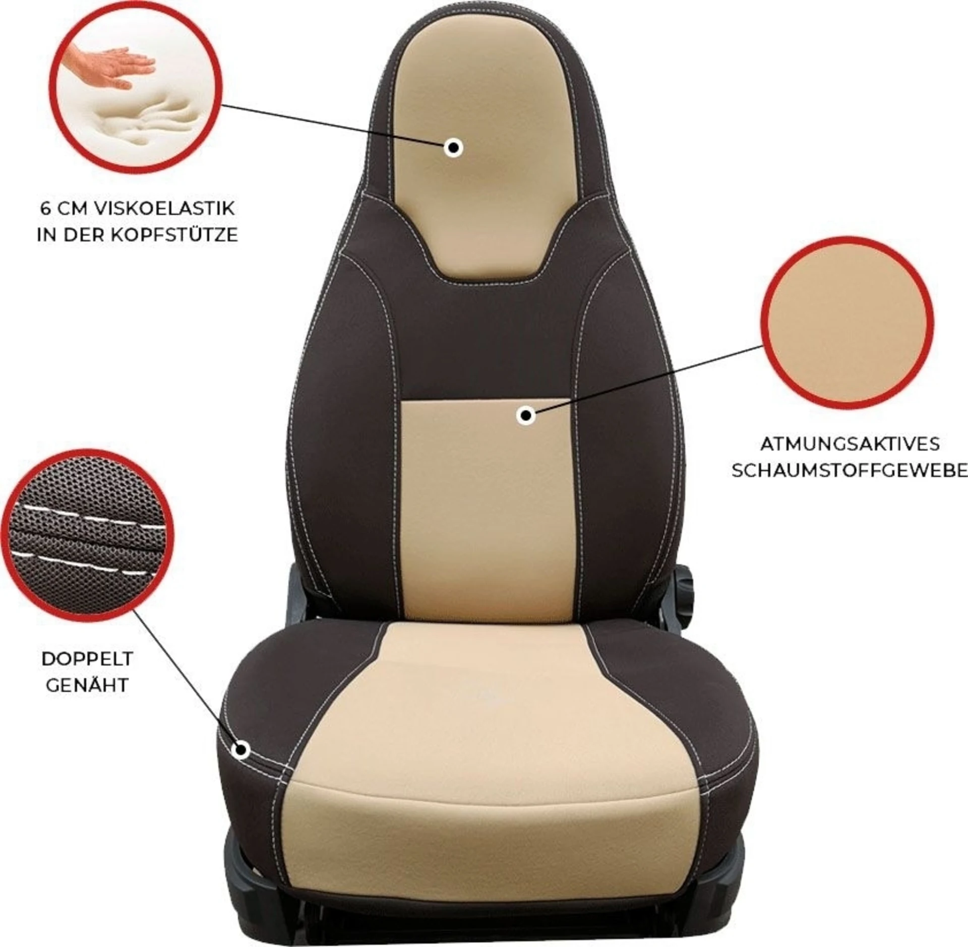 Sitzbezüge Montecarlo 2 Stück Fiat Ducato, Citroën Jumper, Peugeot Boxer Bj. 2006 - 2020
