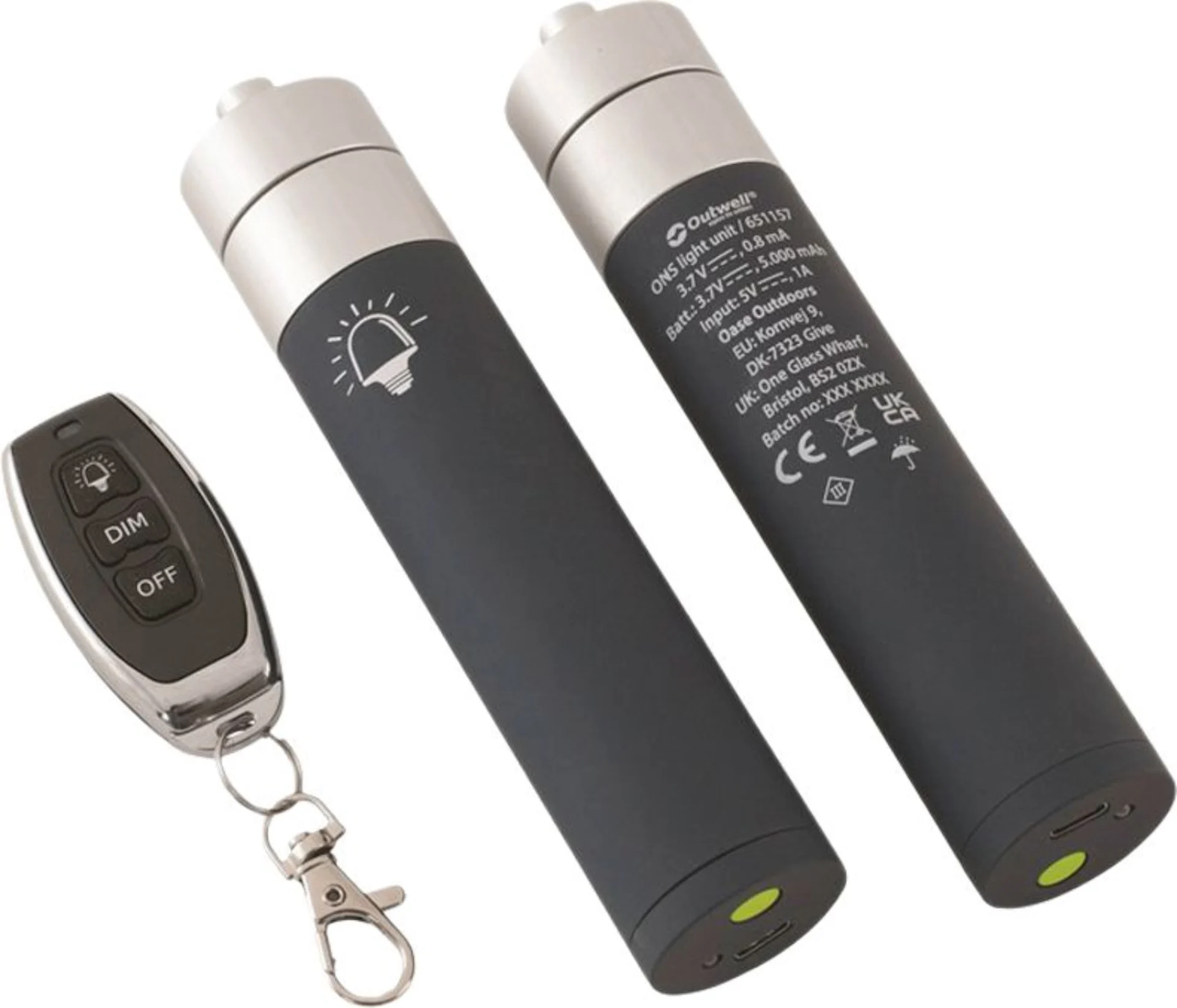 Outwell Nightlight System Light Unit Set bestehend aus 2 Akkus und Fernbedienung für LED-Leuchten von Zelten und Vorzelten