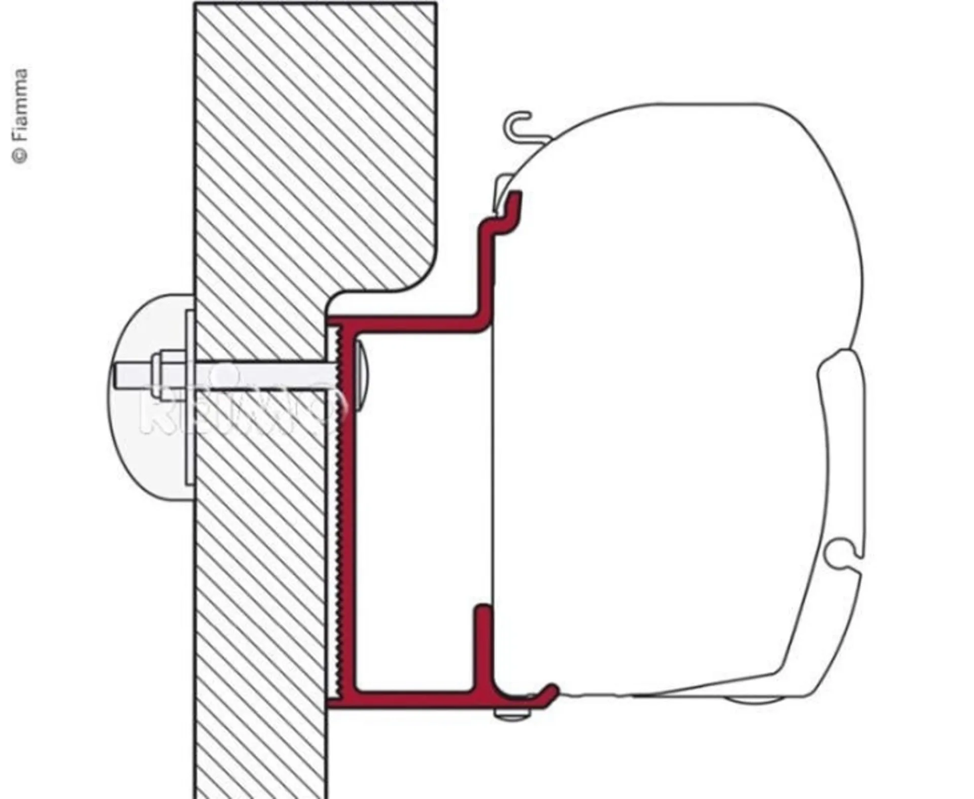 Rail adaptateur Fiamma pour Eura Mobil/Karmann longueur 450cm