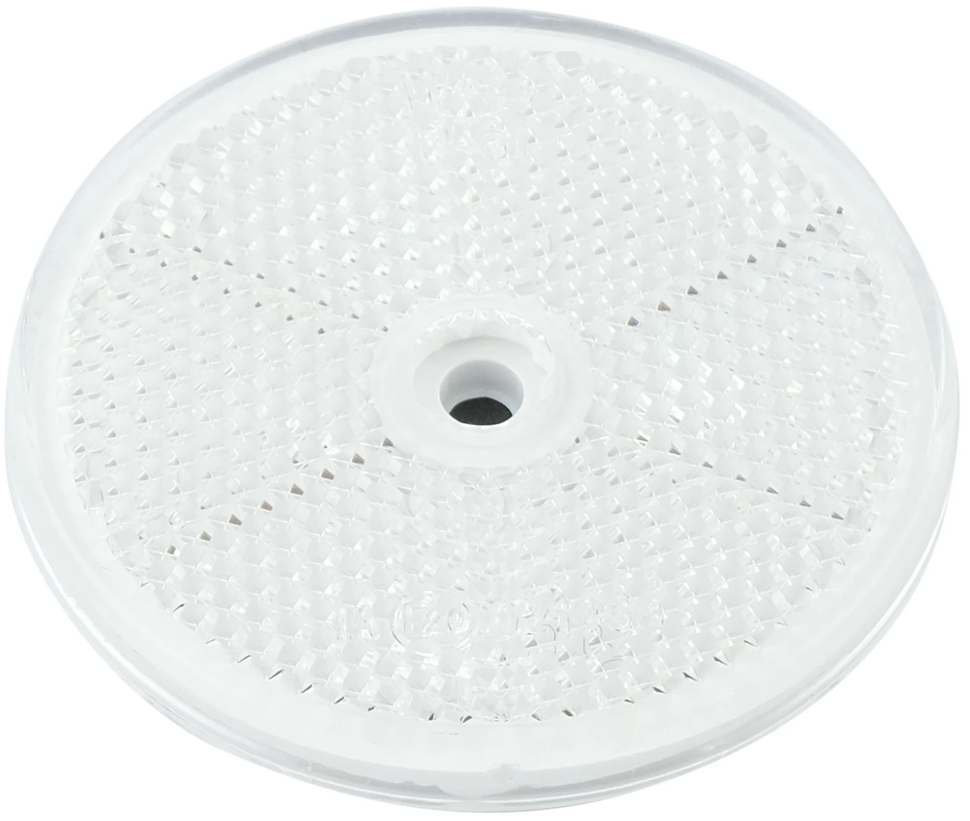 Rückstrahler 60 mm weiss selbstklebend mit Befestigungsloch Loch ø 5.2 mm