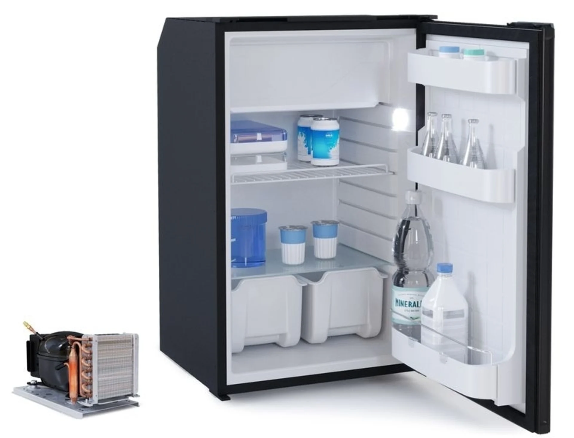 Vitifrigo C95L Kompressor-Kühlschrank - Schwarz, 95 Liter für Wohnwagen und Wohnmobil