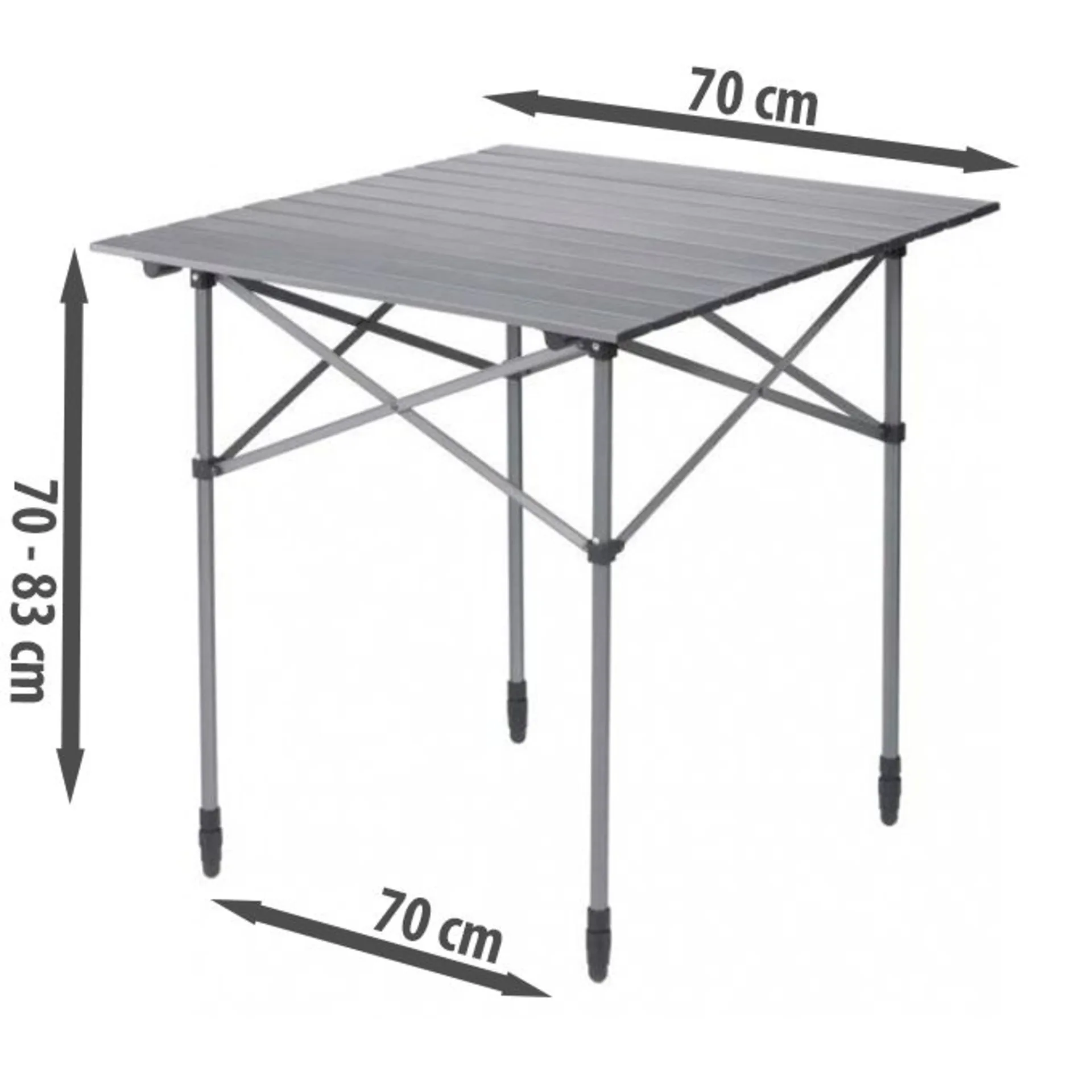 Berger Table de camping en aluminium VELINO avec plateau roulant 70 x 70 cm
