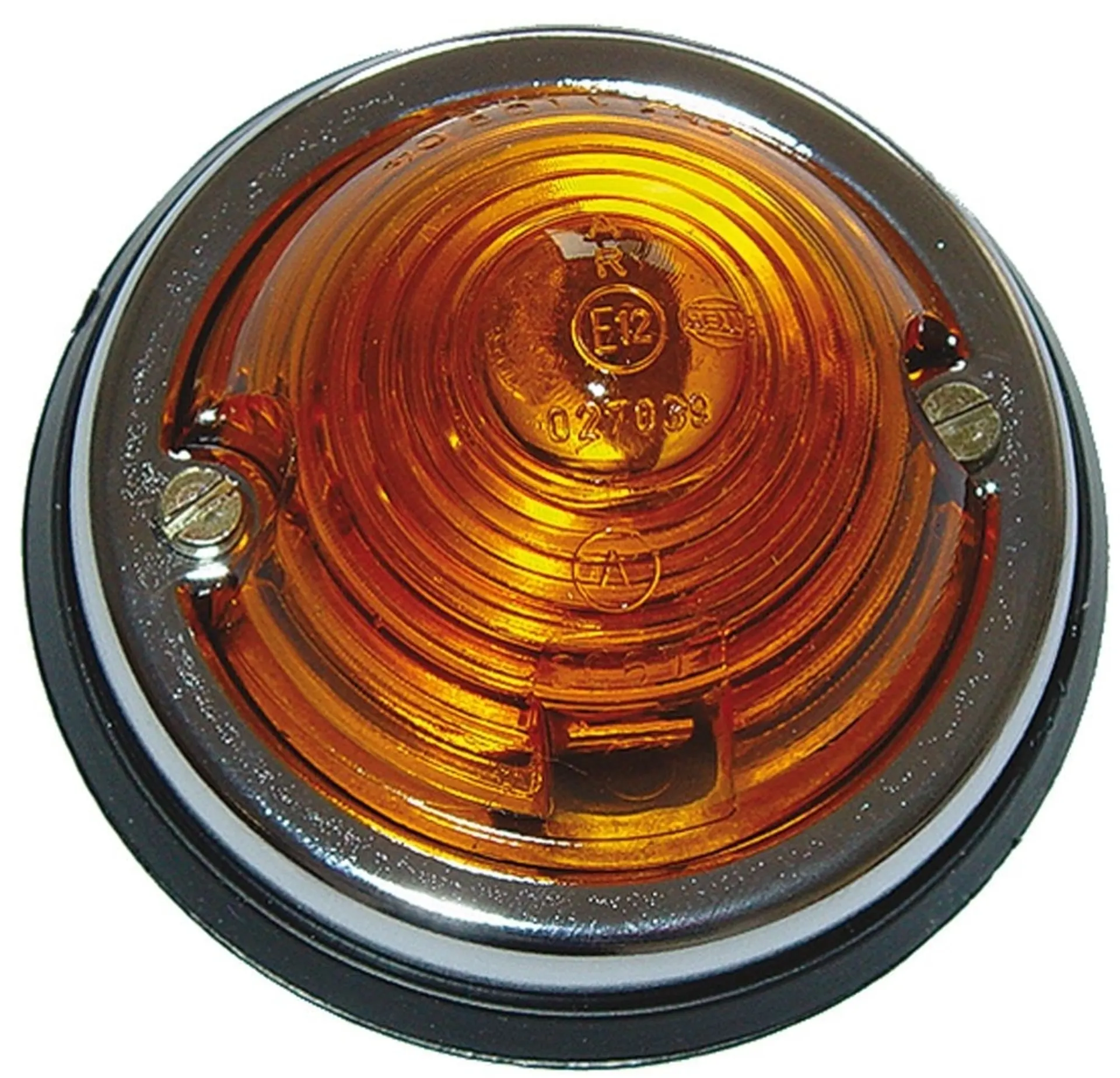 Seitenmarkierleuchte gelb (wie Hella 2PF 997 022-021) ø 70mm / Metallsockel
