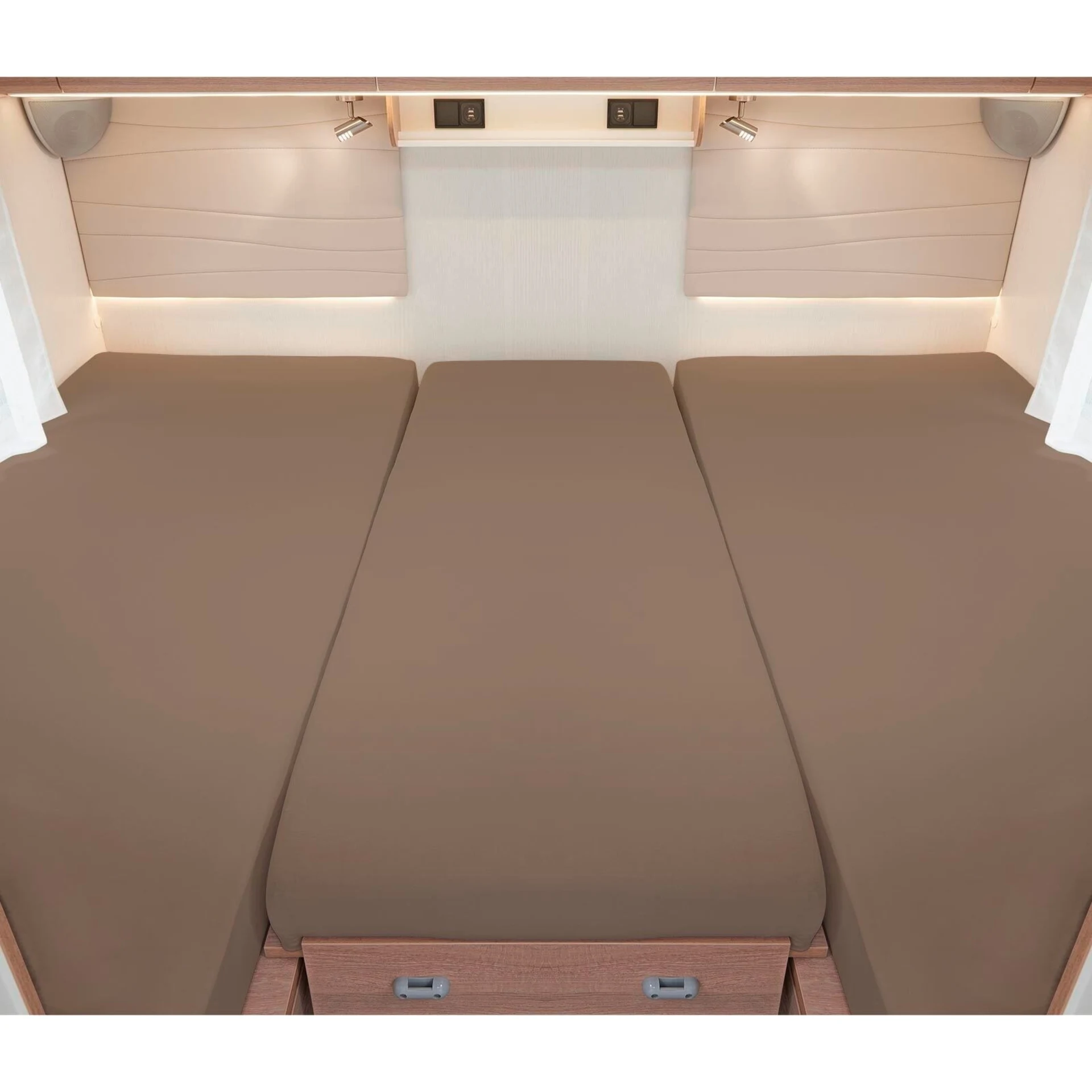 Ensemble de draps-housses 3 pièces pour lits arrière, couleur taupe