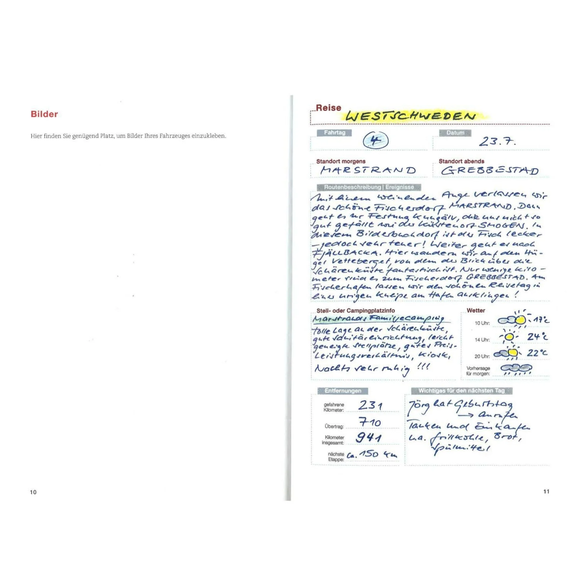 Journal de bord du camping-car