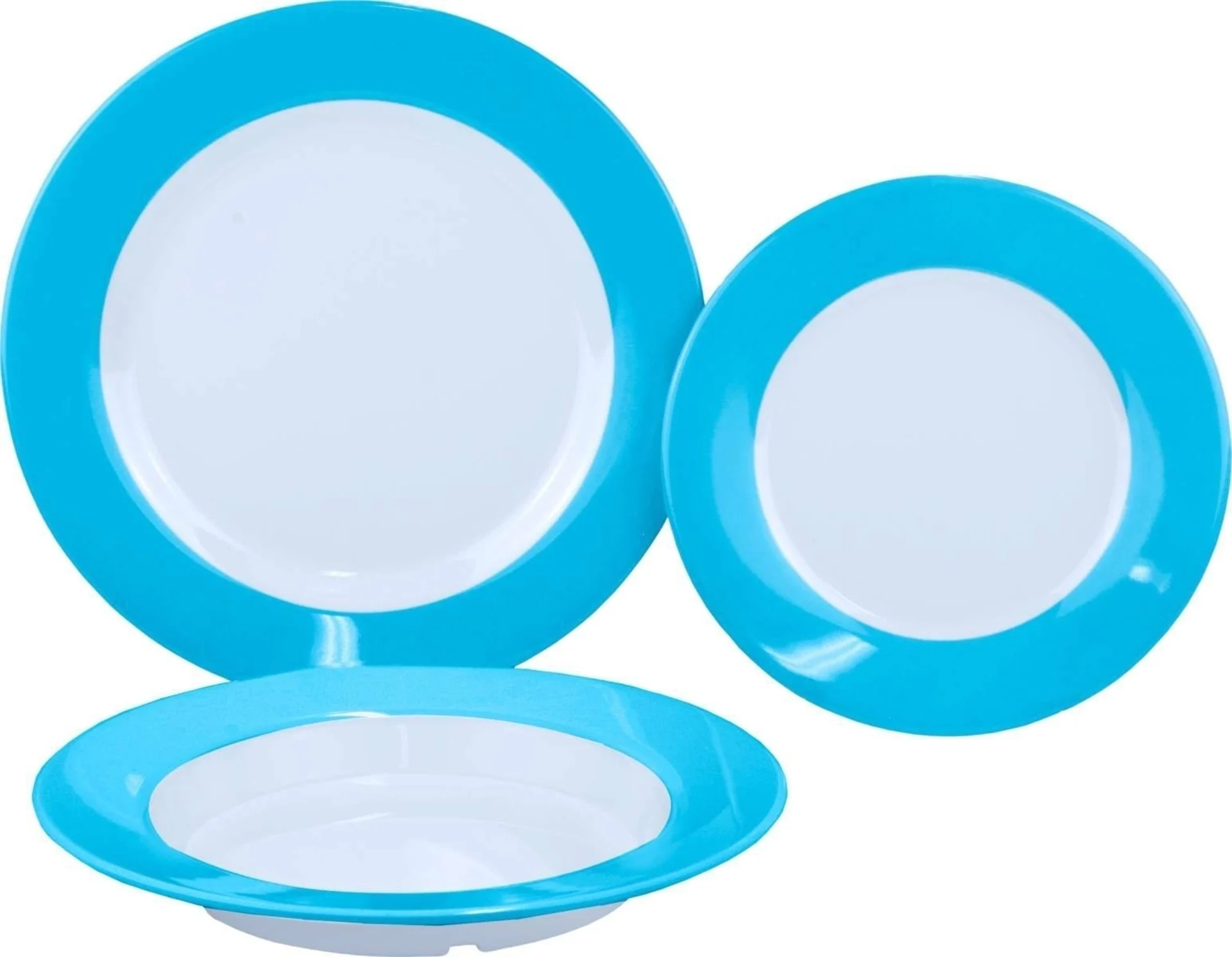 Gimex Mélamine Set d'assiettes Rainbow Bleu 3 pièces