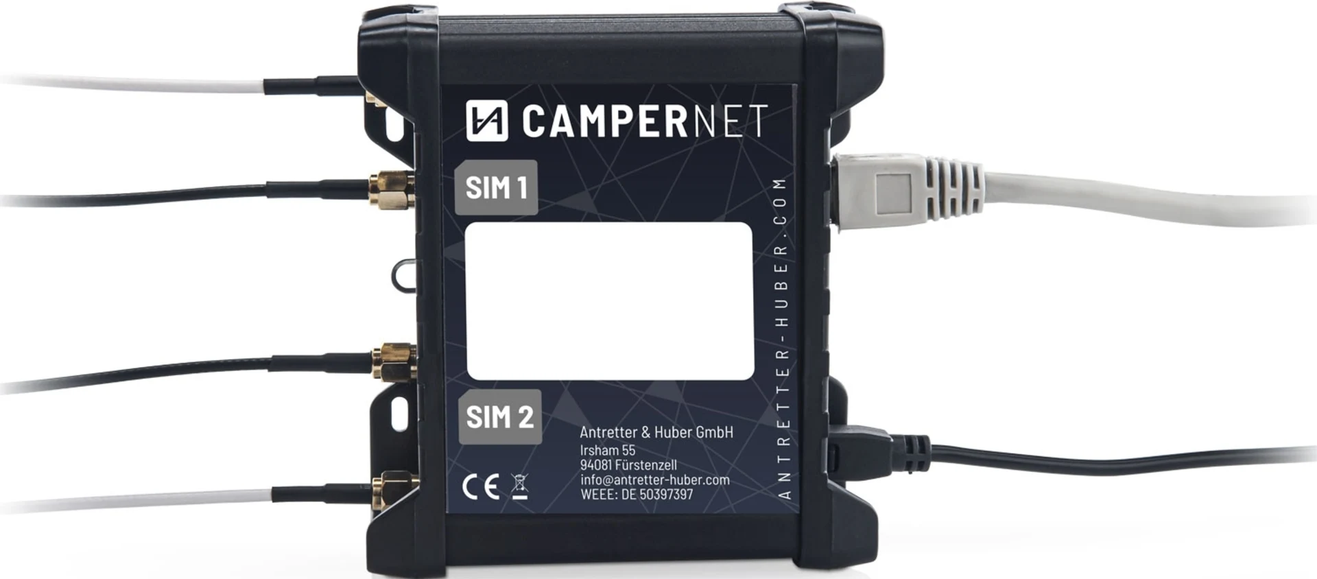 Campernet Yachtantenne WiFi / LTE Dachantenne und Router Komplettset - Kabeldurchführung unten