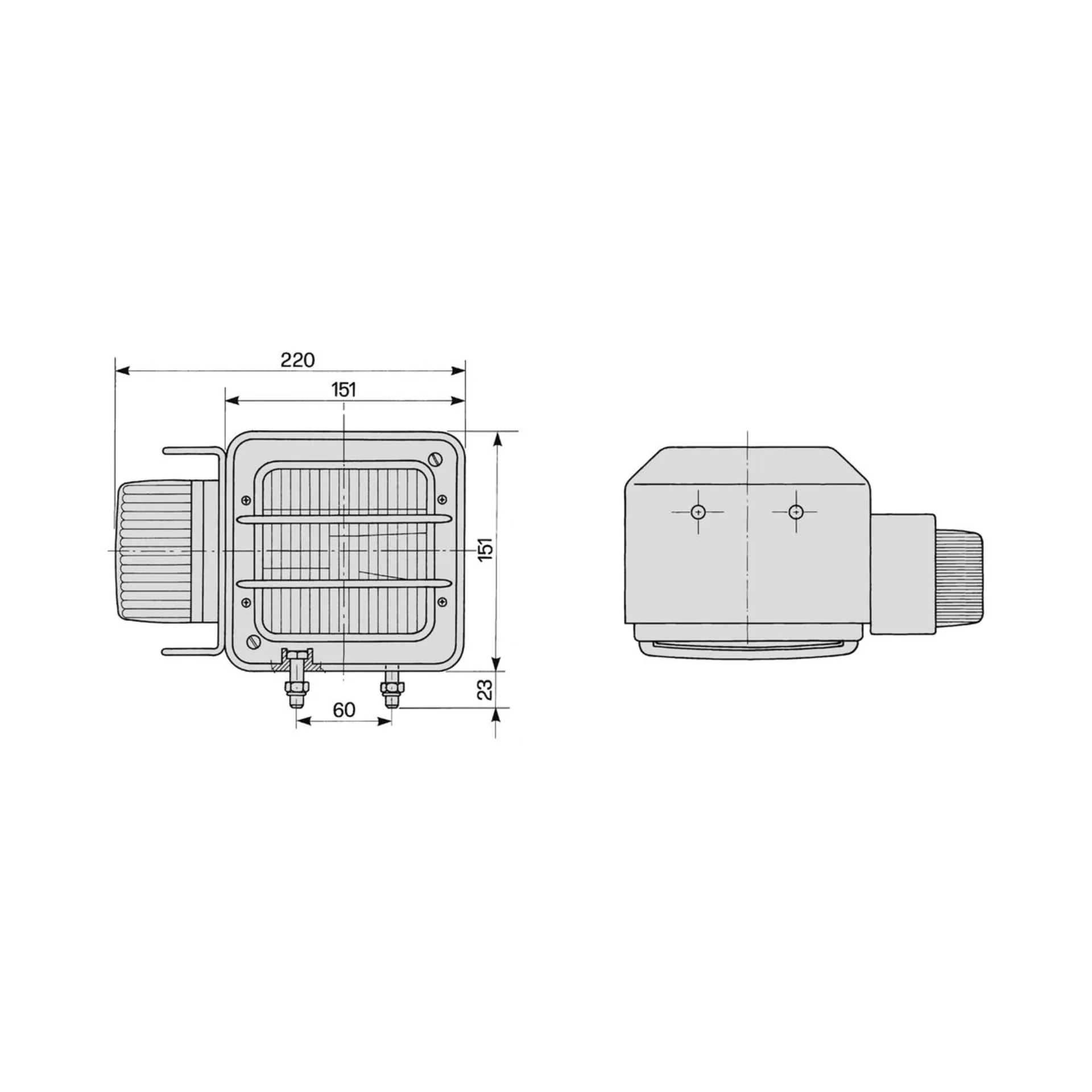 COBO - Hauptscheinw. mit Blinker 151 x 151 x 220 mm, links, mit Stdl.