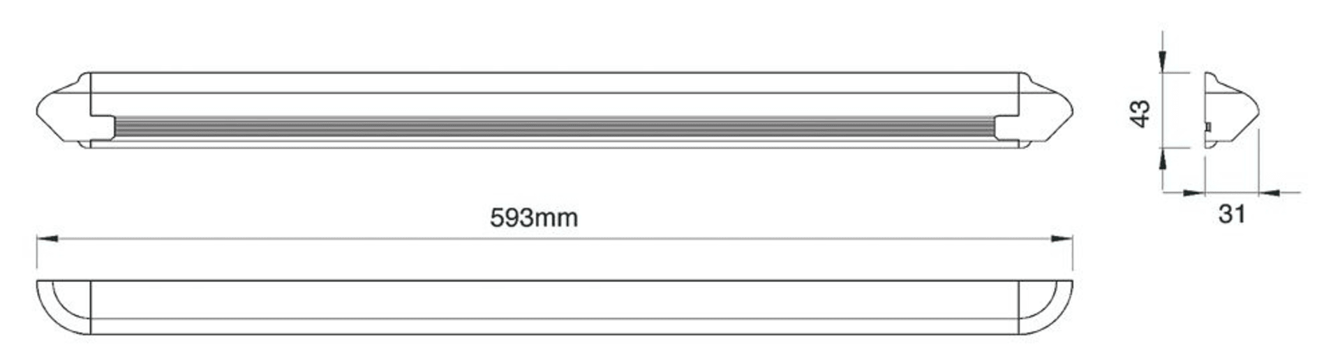 LED Aussen-/Innenleuchte ASTRO 24V 24LEDs 593x43x31mm, IP66, 554lm LED Aussen-/Innenleuchte ASTRO 24V 24LEDs 593x43x31mm, IP66, 554lm