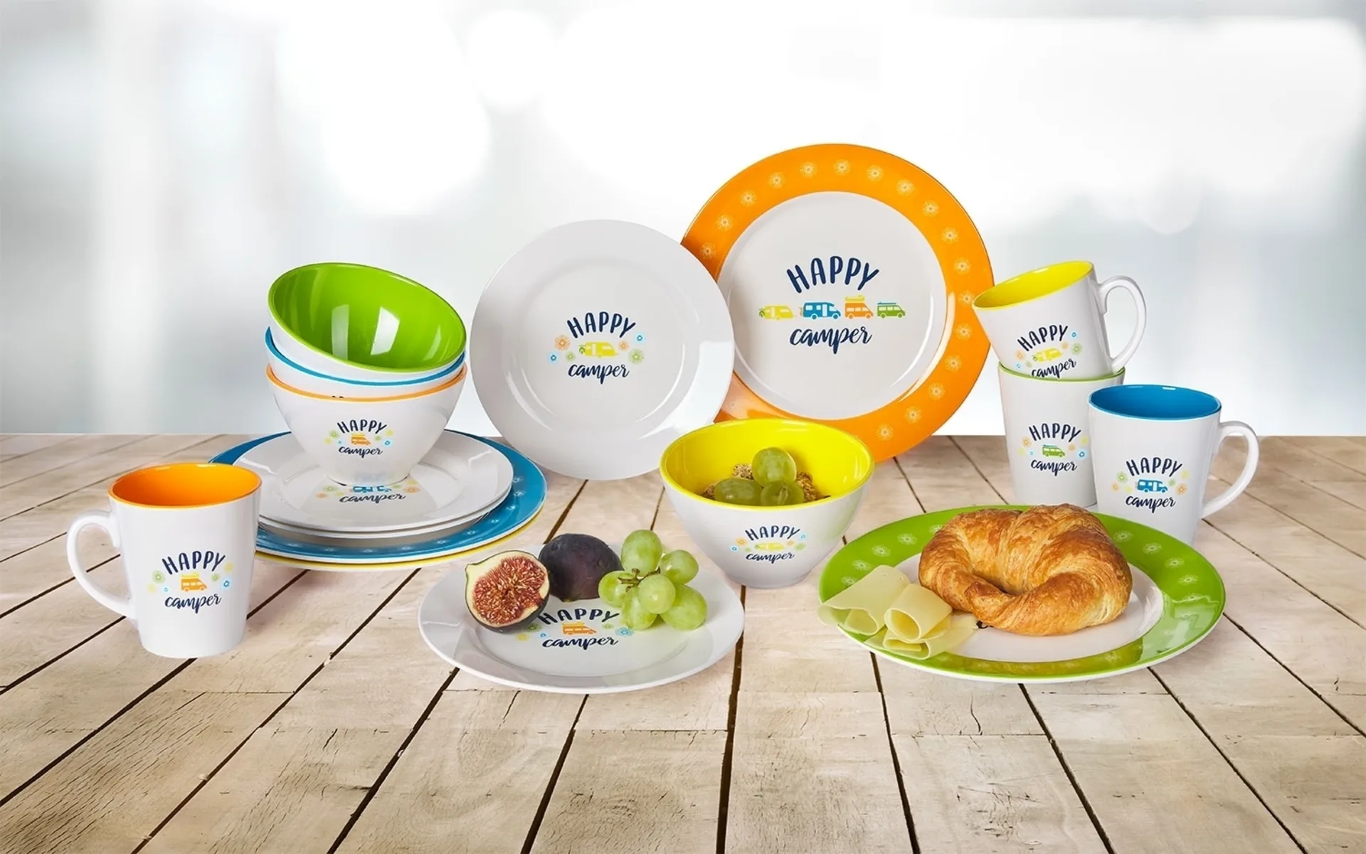 Berger Happy Camper Geschirr-Set 16-tlg. bunt für 4 Personen