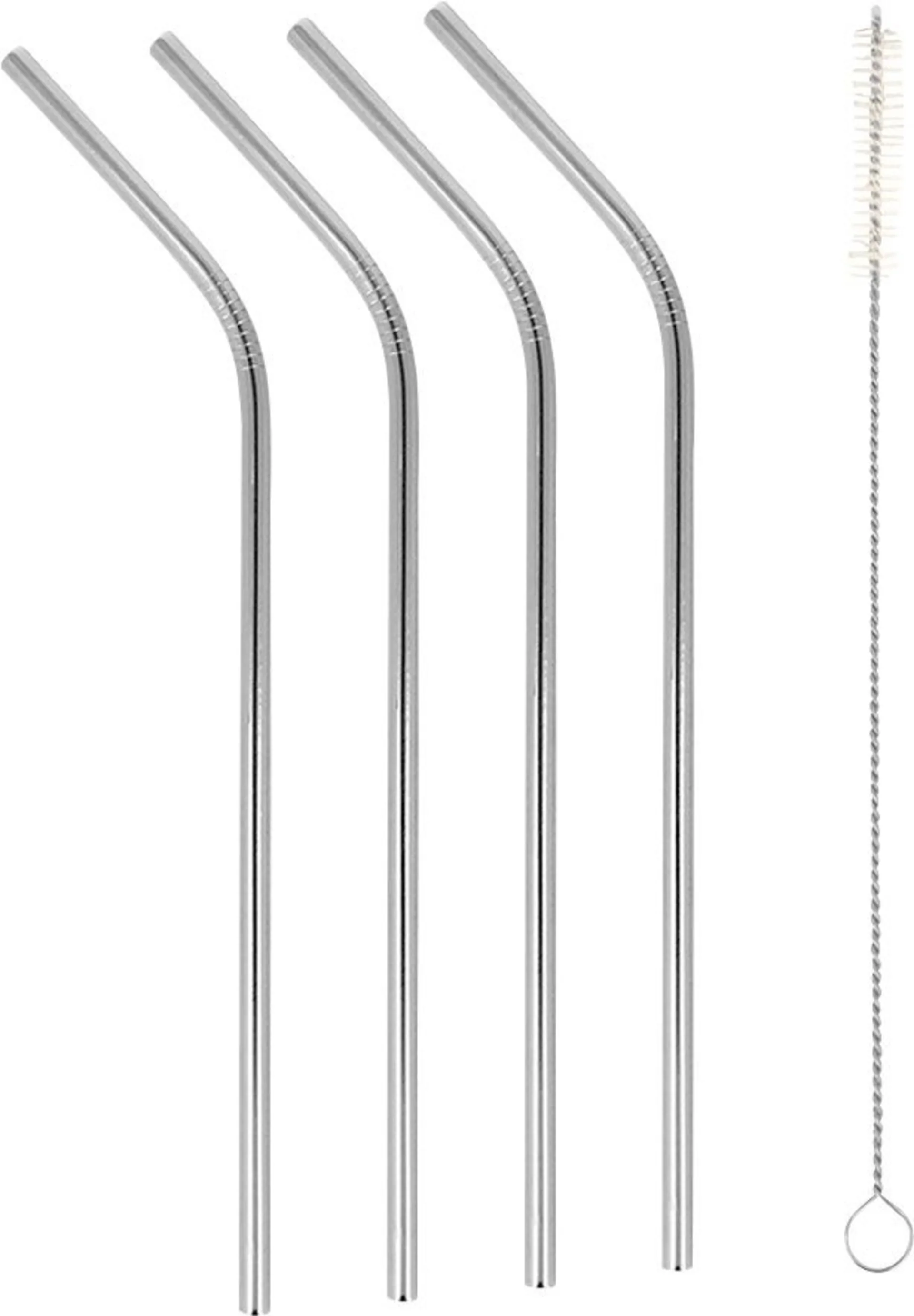 Metaltex Edelstahl Trinkhalm-Set inkl. Reinigungsbürste 4 tlg.