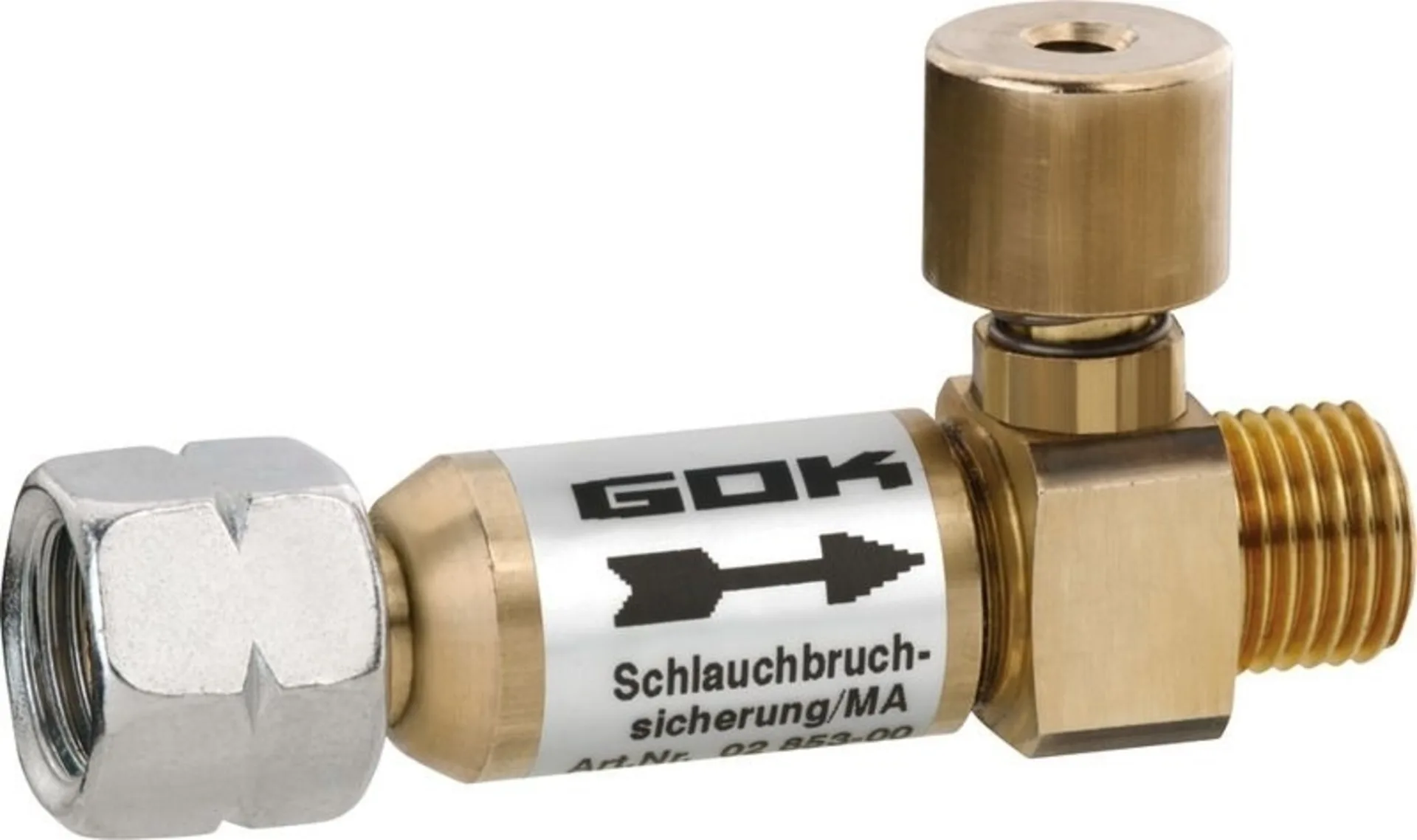 Gas-Schlauchbruchsicherung mit automatischer Abschaltung bei Defekt