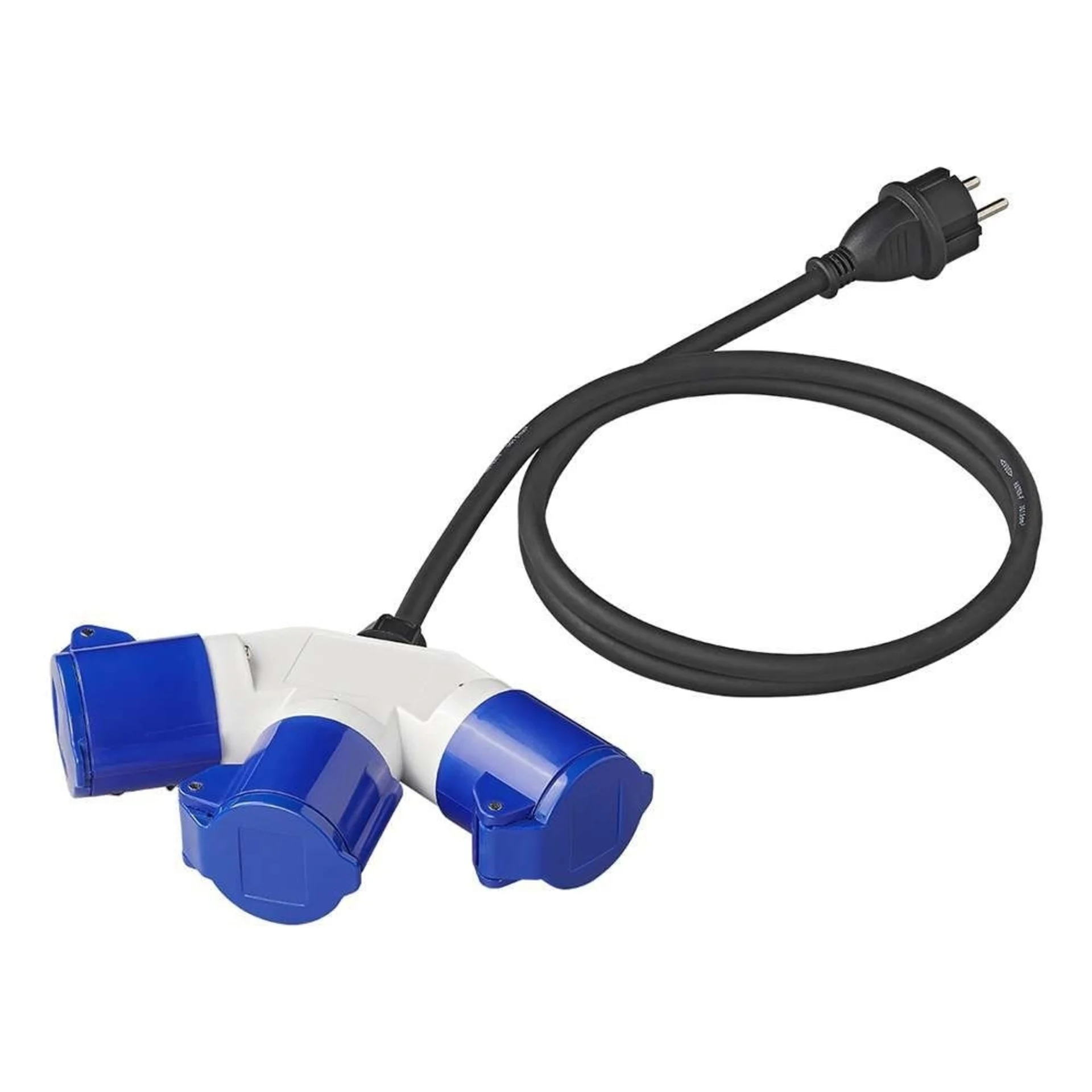 PAT Adapterkabel 150 cm 3 x 2,5 mm² von Schuko Stecker nach 3 x CEE
