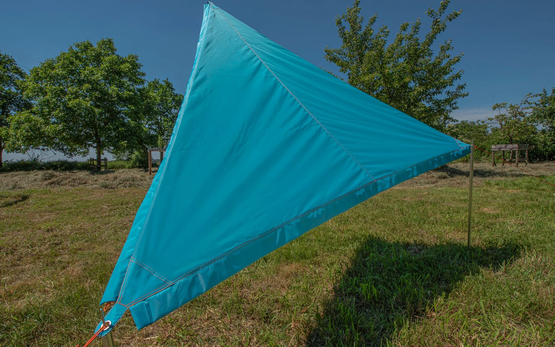 Bent Sonnensegel Zip-Protect Canvas Single mit Reißverschluss-Abdeckklappen türkis/RV orange