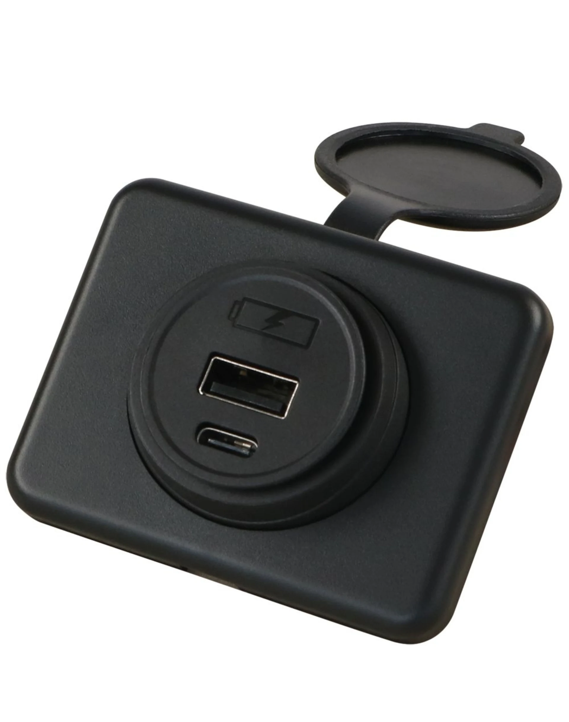 Einbausteckdose mit flacher Montageplatte - 1 x USB-A und 1 x USB-C