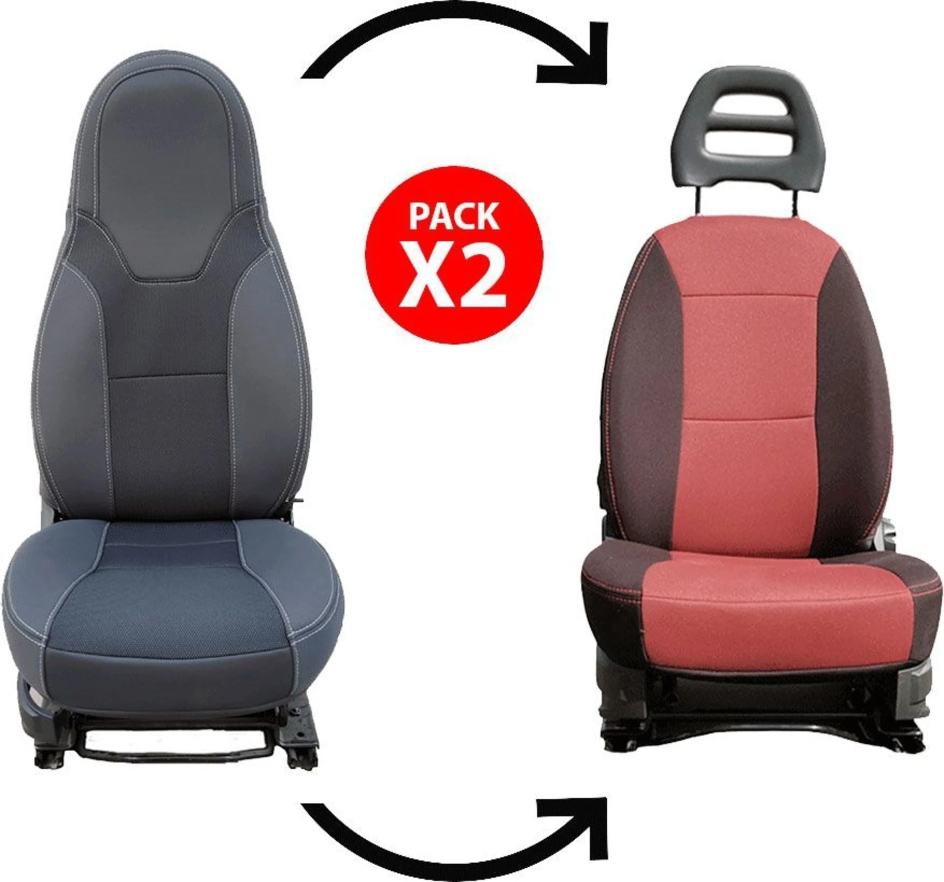 Sitzbezüge Dubai 2 Stück Fiat Ducato, Citroën Jumper, Peugeot Boxer Bj. 2006 - 2020