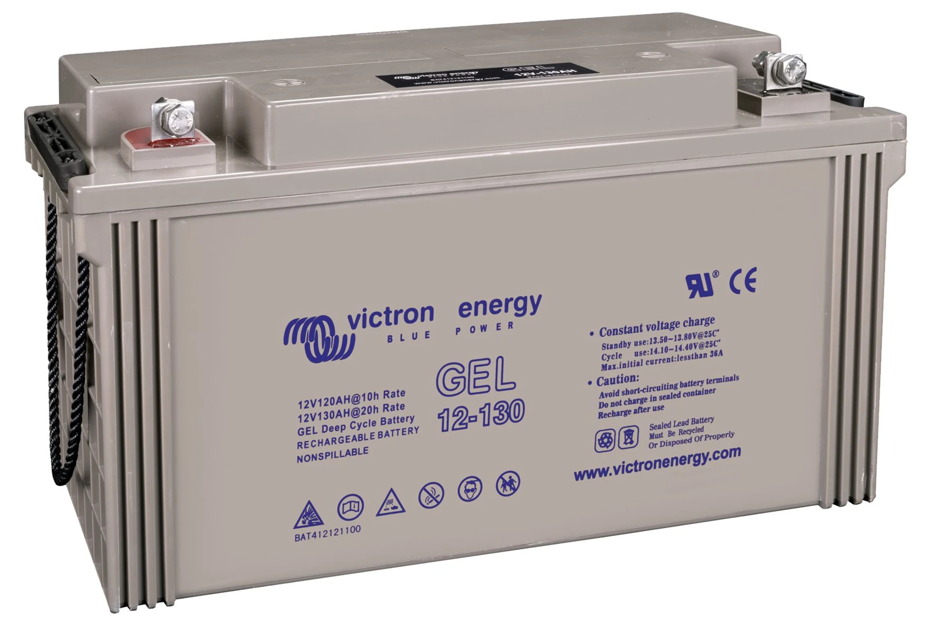 Victron - Gel-Deep-Cycle Batterie 12 V 130 Ah 410 x 176 x 227 mm, 500 CCA, 38 kg Victron - Gel-Deep-Cycle Batterie 12 V 130 Ah 410 x 176 x 227 mm, 500 CCA, 38 kg